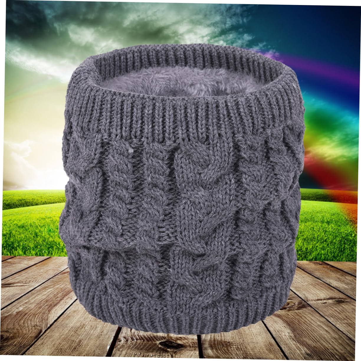3pièces Écharpe Tricotée Avec Doublure Fleece Pour Femme Chaud Et Stylé Hiver Foncé