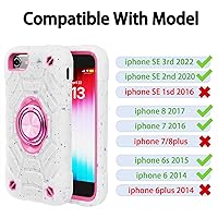 Vista 2 de KCJ Funda para iPhone SE 2022/2020, iPhone 8/7/6/6S, con [2×Protectores de Pantalla][Soporte de Anillo] Silicona Suave+PC Duro Protección Completa