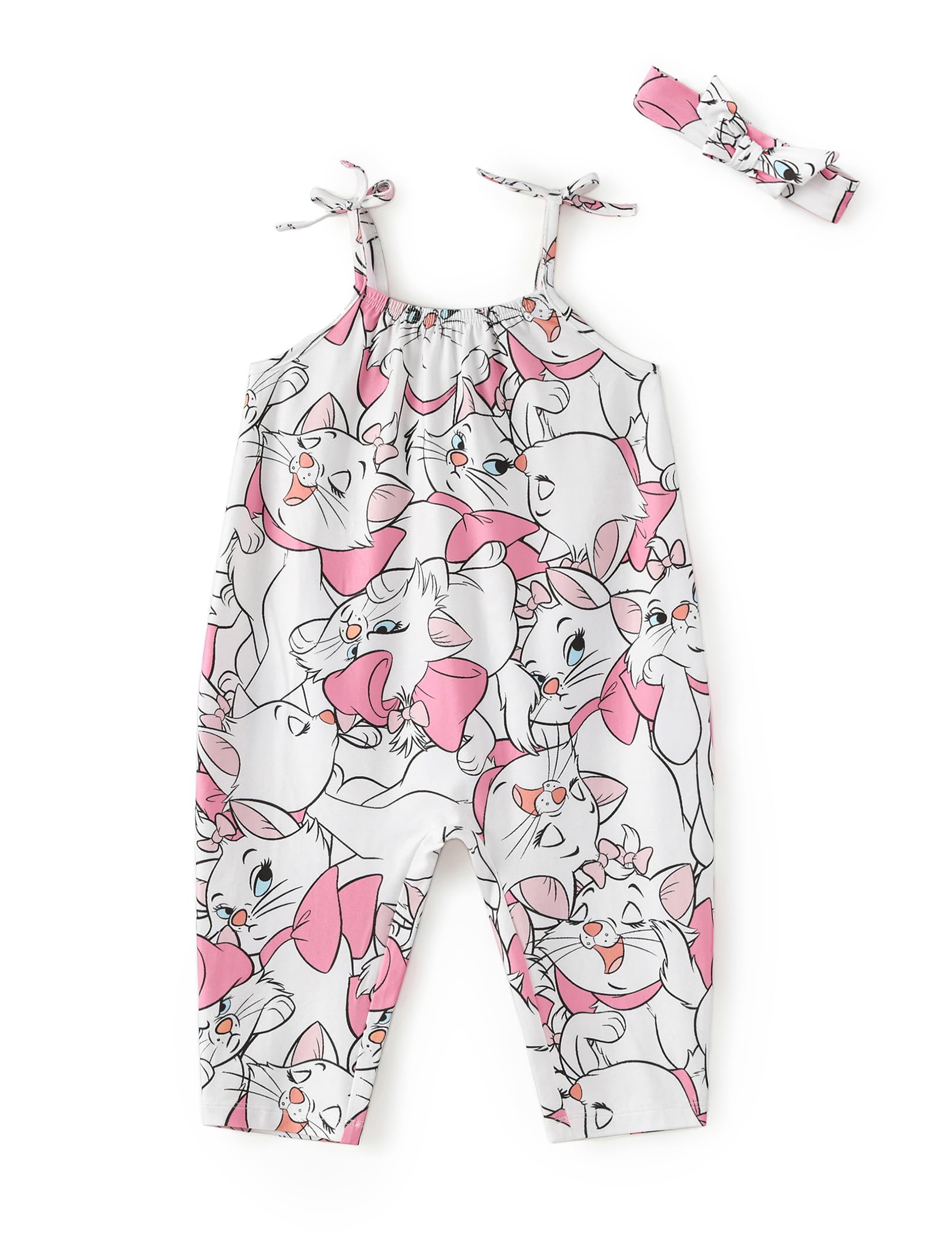 Disney Frozen Elsa Princess Minnie Stitch Marie Girls Romper with Bow Tie Strap and Headband Cute Jumpsuit for Baby &amp; Toddler