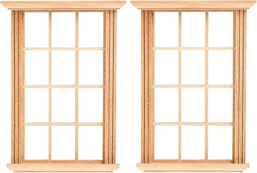 Miniatura 6 de 2 piezas Mini Muebles Casa de Muñecas Miniatura Marco de Ventana Modelo Decoración Ventanas Muebles de Casa de Muñecas