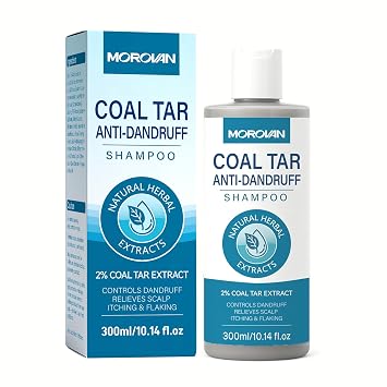 Morovan Coal Tar Dandruff Shampoo 2% COAL TAR Extract for Severe Dandruff, Psoriasis & Itchy Scalp | Medicated Treatment for Seborrheic Dermatitis - Effective Flake and Itch Control.