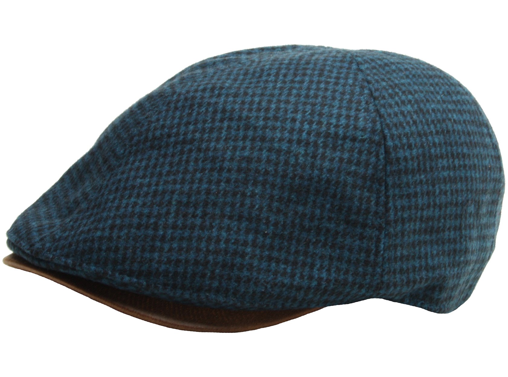 RaOn N267 Houndstooth Pattern Check Newsboy Cap Cabbie Flat Golf Gatsby Driving Hat (Blue)