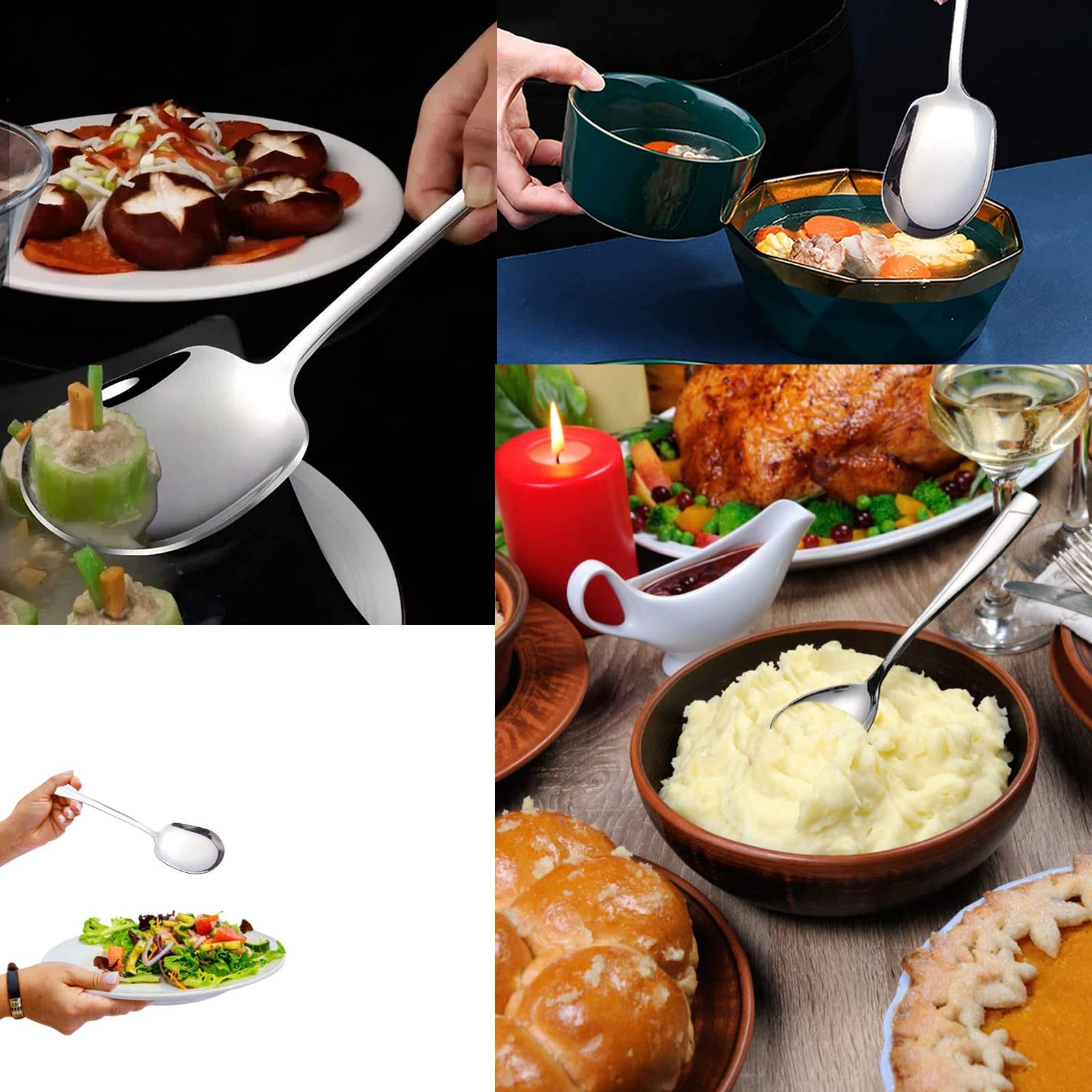 SUpoetry 2pcs Stainless Steel Serving Spoon, Buffet Serving Spoon, Large Spoon, Used in Restaurants Buffet, Hotels, Picnics - Image 4