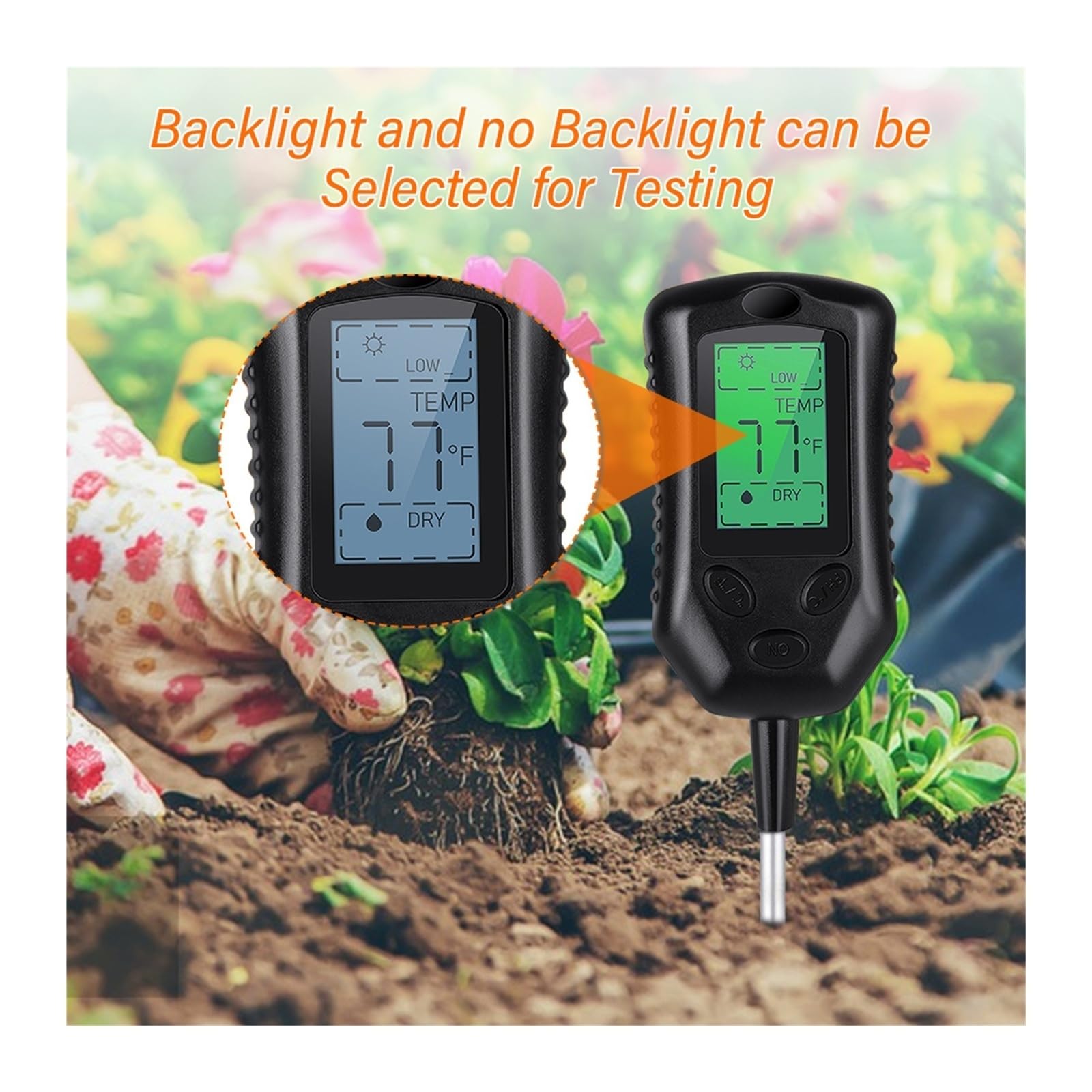 Feuchtigkeitsmesser, Bodenmessgerät PH/Feuchtigkeit/Sonnenlicht/Temperatur Luftfeuchtigkeitsmesser Säuremonitor Gartenarbeit Landwirtschaft Pflanzen Feuchtigkeitssensor Tester für Garten, Bauernhof