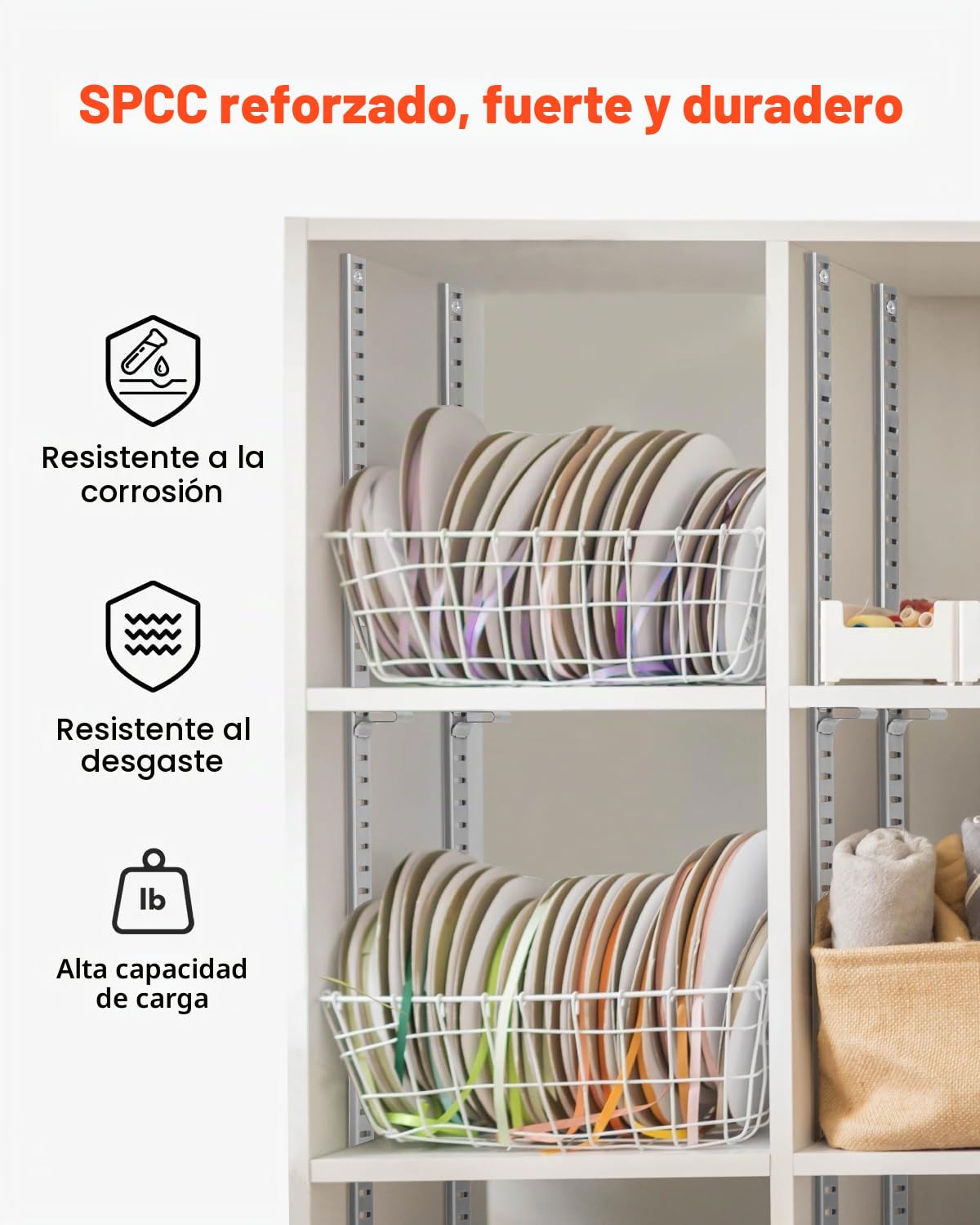 VEVOR 20 PCS Riel Horizontal para Estante de 1846 x 17 x 6,5 mm, Soportes Ajustables de Acero Inoxidable con 140 Tornillos Ideales para Estanterías de Pared, Armarios y Organización, Plata