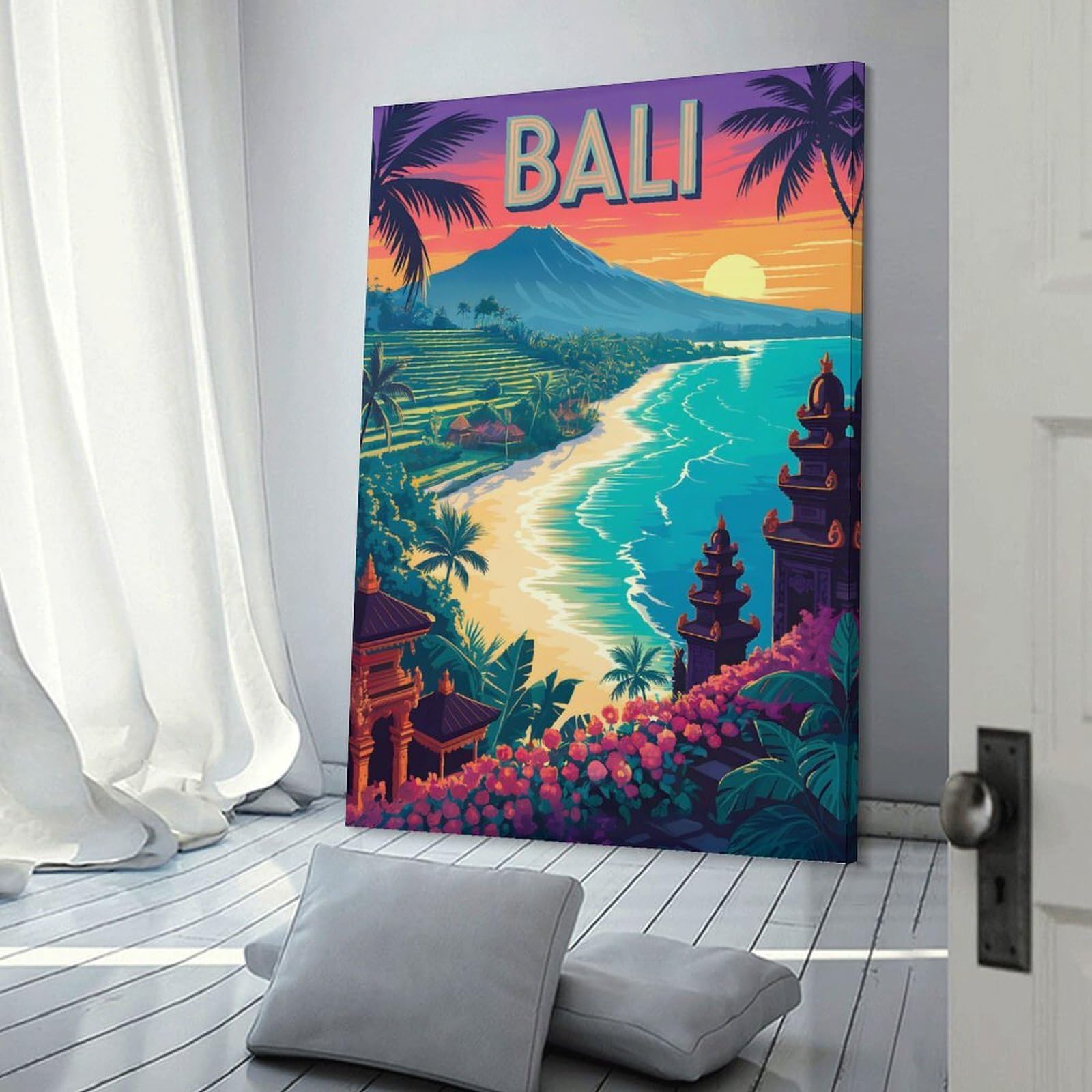 Junmoney Canvas Art Print Bali Travel (2), 20x30inch(50x75cm), for Gallery Wall Decor And Room Displays, Wall Decor Suited to Curated Displays
