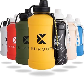 Khroom Stainless Steel Water Bottle 1.3L & 2.2L - Suitable for Carbonated Water, Leak-proof, Single Walled, BPA Free | Metal Water Bottle | 1 Liter Gym, Fitness and Sports Bottle Yellow