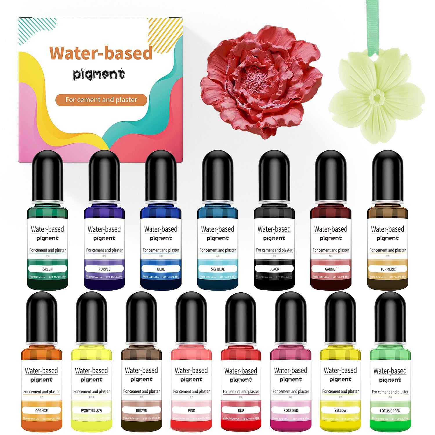 Water Based Pigment for Cement Dye, Liquid Plaster-10ml Each