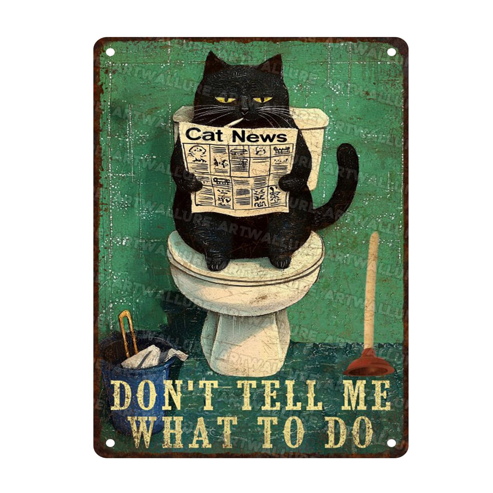 Black Cat Bathroom Vintage Tin Sign Don't Tell Me What To Do Funny Cat Sign Wall Decor for Bathroom Retro Tin Sign Home Decor 12x16inch