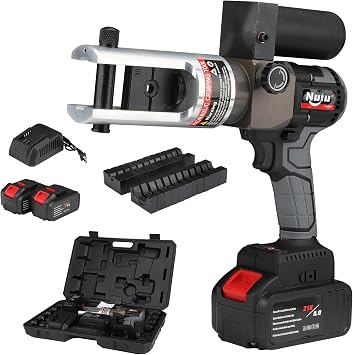 SL-240 90KN Electric Wire Crimper, Electric Cable Crimping Pliers with Large-Capacity Battery 21V/4.0Ah, Handheld Electric Hose Crimper for Commercial Home Use w/2 Battery & Charger,10-240