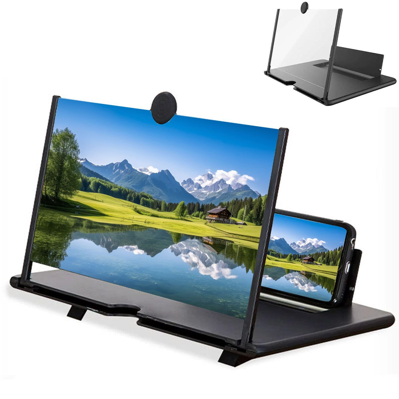 Yaepoip Black Screen Magnifier New Version, Foldable Phone Screenmagnifier For Smartphone, Mobile Phone Magnifier Projector Screen For Movies, Videos And Gaming (,12In)