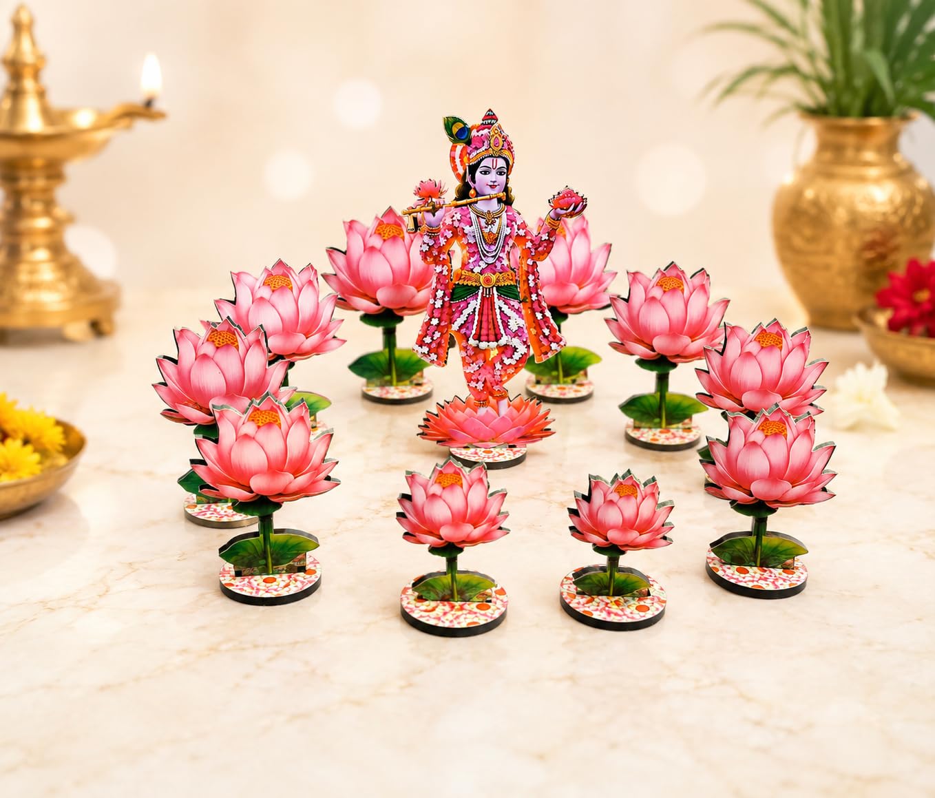 Buy Krishna Leela Figures – MDF Wood with Stand of Lord Krishna
