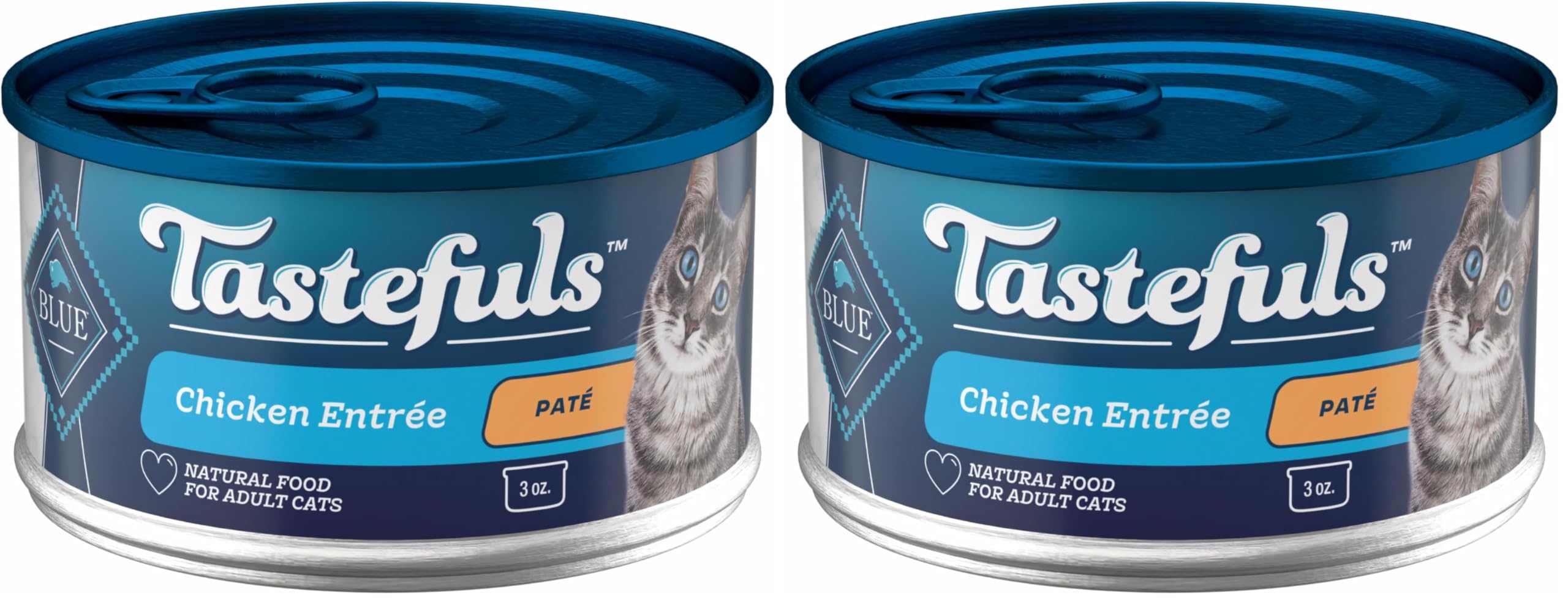 Blue Buffalo Tastefuls Natural Pate Wet Cat Food,Chicken Entrée 3-oz cans,(Pack of 48)