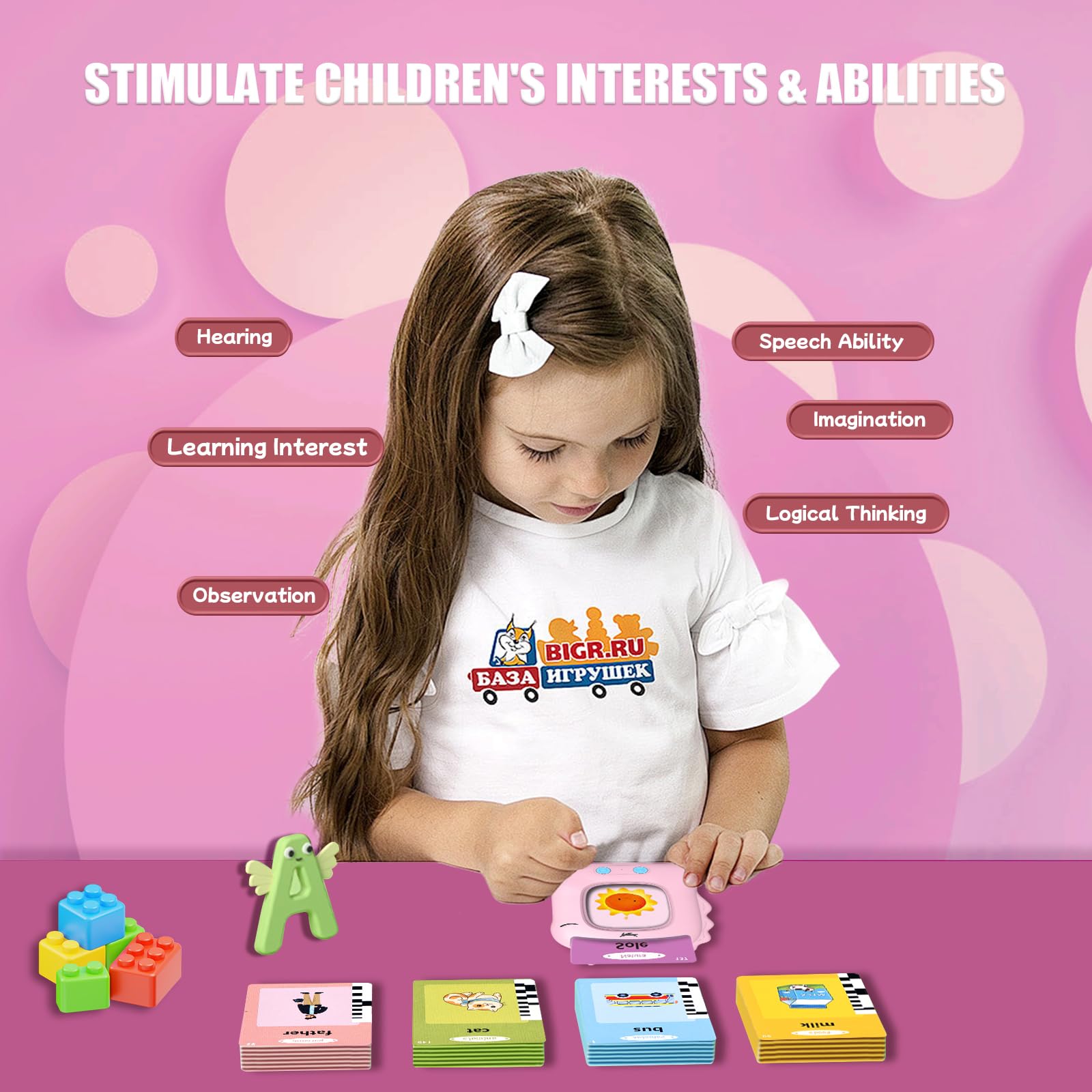 Talking Flash Cards Preschool Learning Resources Toddler Sensory Toys for Autism Educational Montessori Toys with 224 Words for 2 3 4 5 6 Year Old Baby Girls Interactive Gifts For Kids Age 2-6 - Image 2