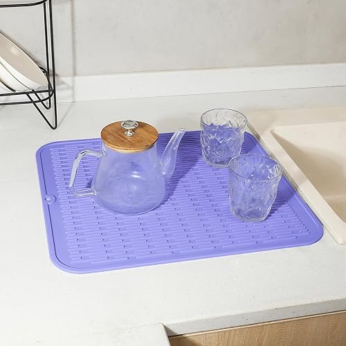 Miniatura 337 de Tapete de silicona para secado de platos para múltiples usos, fácil de limpiar, ecológico, resistente al calor, tapete de silicona para encimera