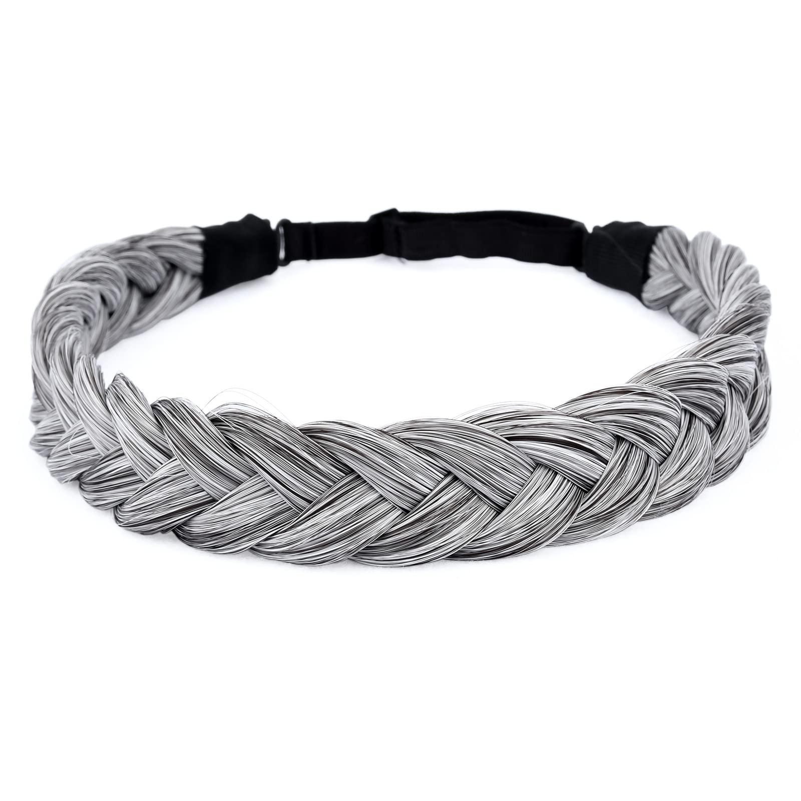 Gledola 2 Strands Fishtail Plaited Braids Headband Braided Synthetic Hair Elastic Stretch, Hair Accessory for Bride Women