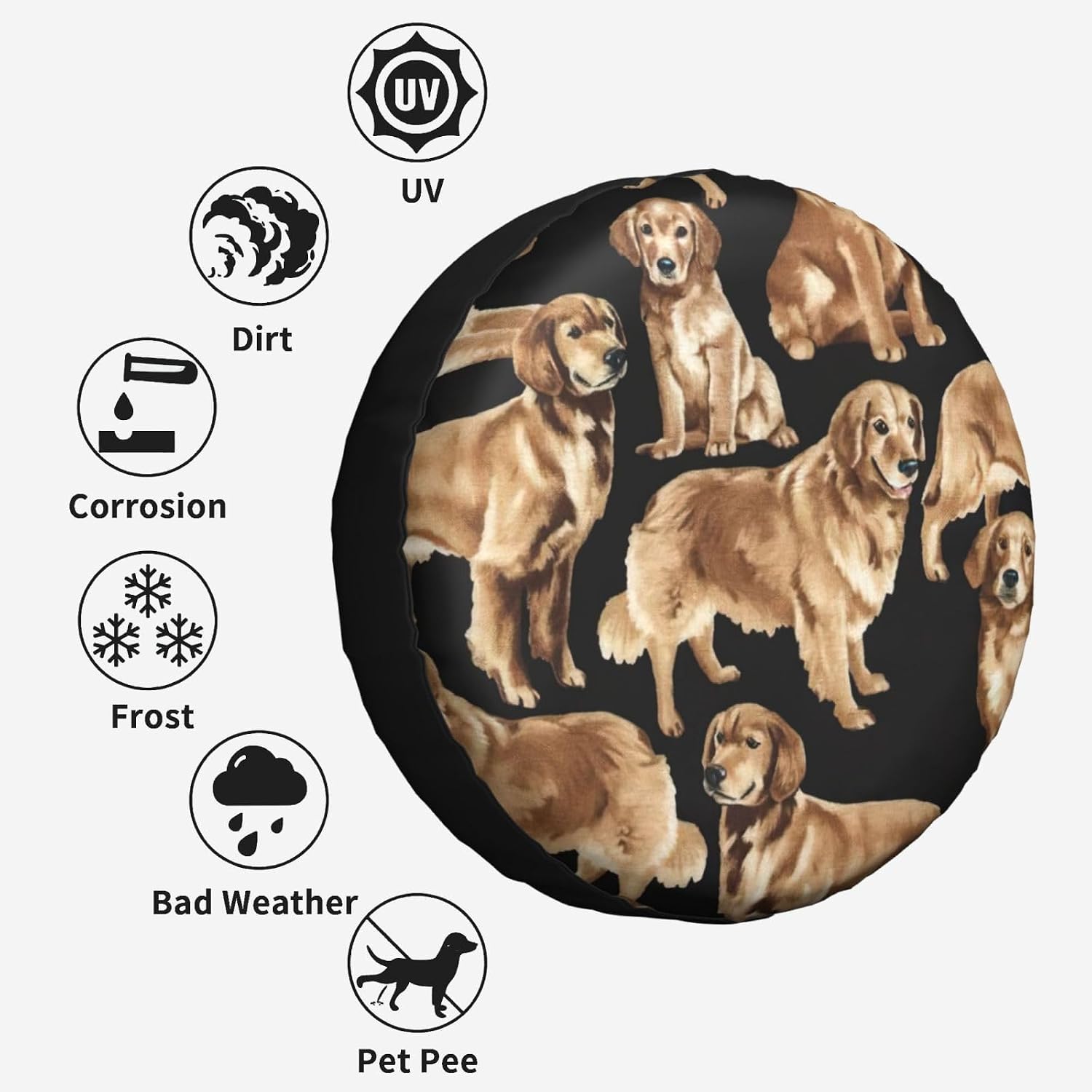 Golden Retrievers Print Tire Cover Universal Spare Wheel for Trailer Rv SUV Truck Camper Travel Accessories