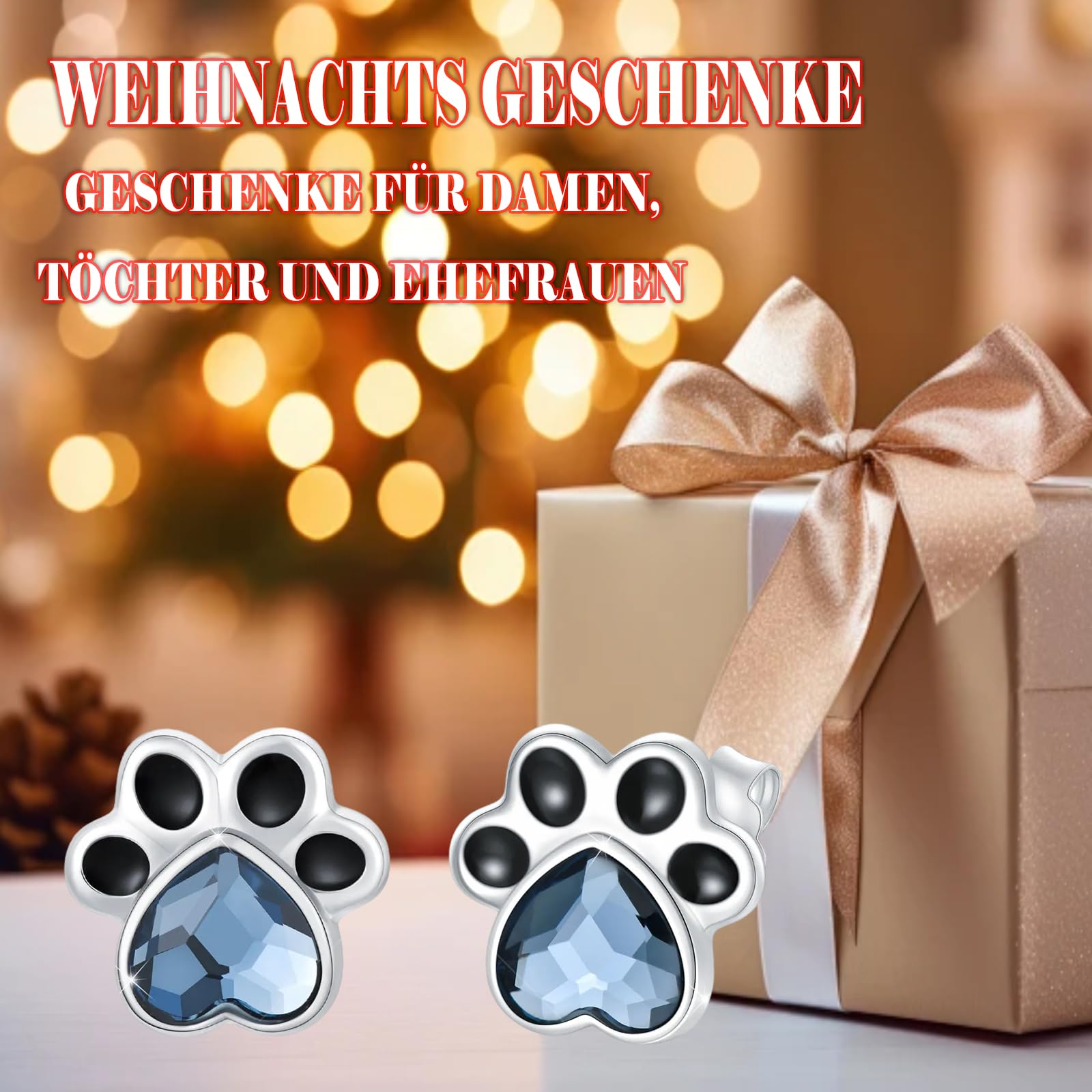 Pfoten Ohrstecker 925 Sterling Silber Hundepfote Ohrstecker Paw Print Ohrringe Tier Ohrringe Hypoallergene Geschenk Weihnachten Geburtstag Schmuck für Damen Mädchen