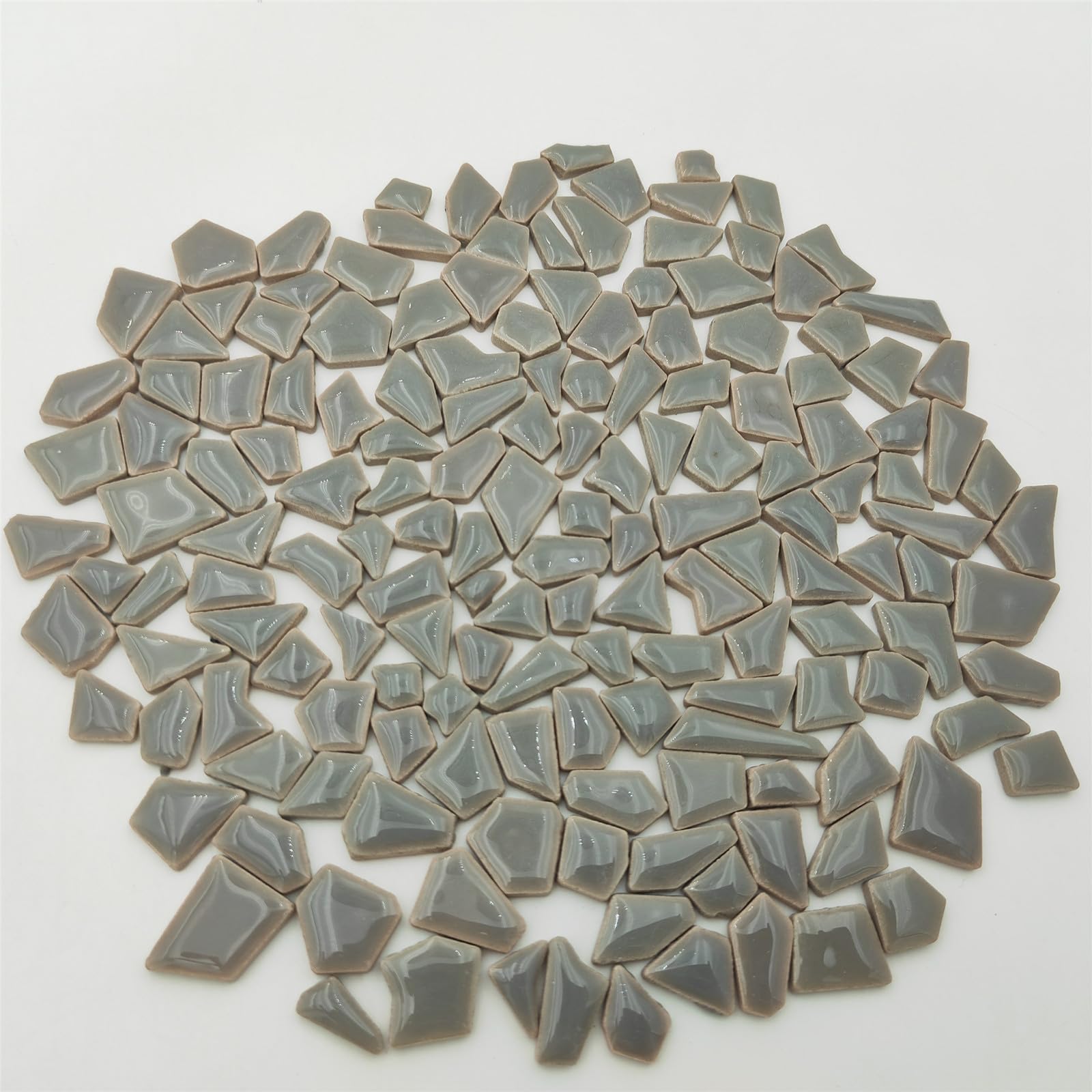 200g Ceramic Mosaic Tiles for Crafts,Irregular Stained Ceramic 0.2"x0.8" Porcelain Mosaic Tiles for Home Decoration (Grey)