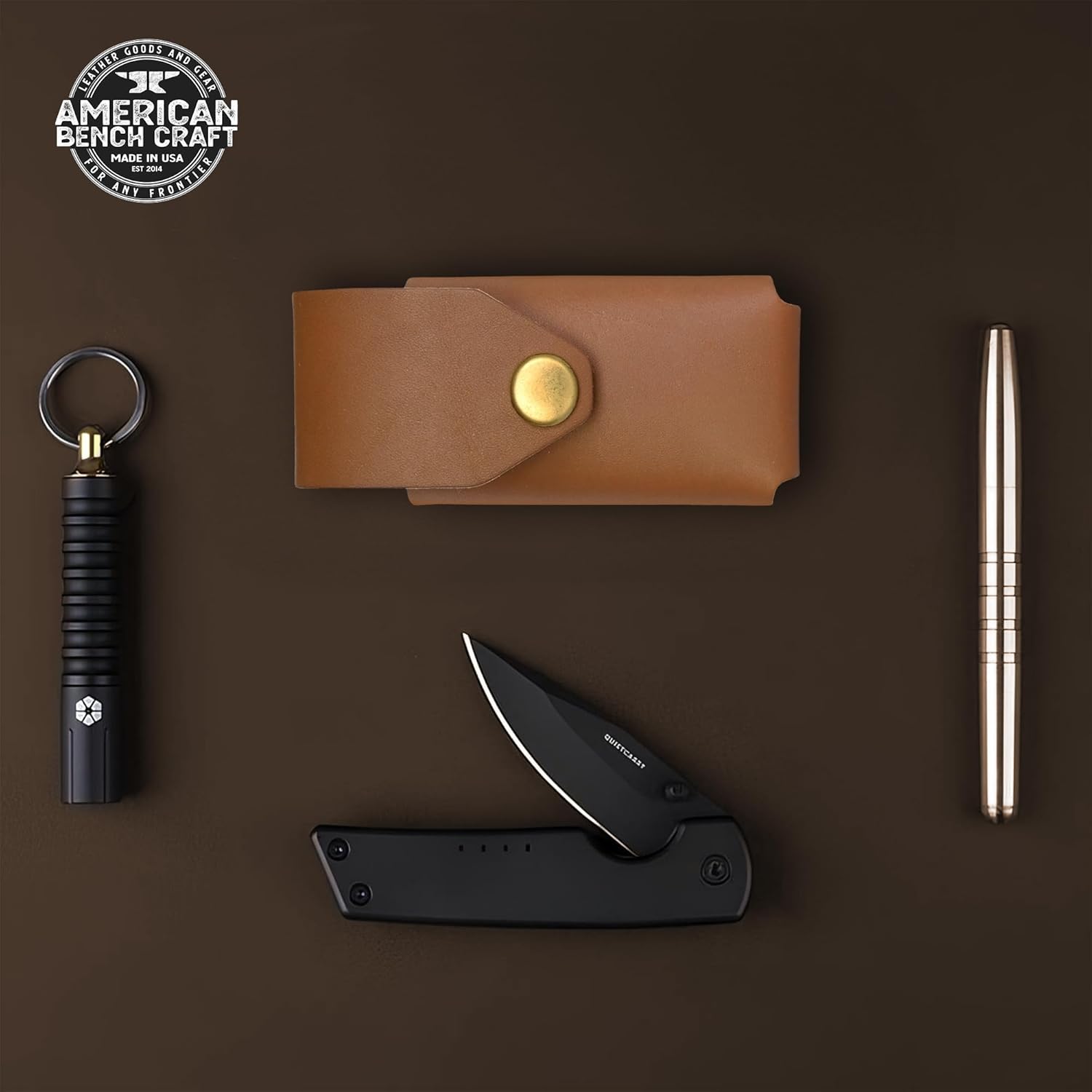 American Bench Craft Riveted Leather Multi Tool Case fits Leatherman Free P2, Free P4 & Leatherman Signal - Leather Sheath (Tan)