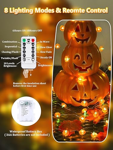 Vista 98 de Paquete de 4 100 luces LED que funcionan con pilas, con control remoto, luces parpadeantes impermeables de 33 pies con temporizador y 8 modos