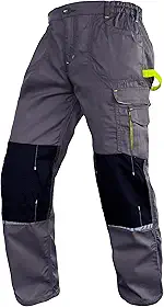 Calças de trabalho táticas reforçadas para homem, com reforço em Cordura nos joelhos e vários bolsos, estilo cargo, utilitárias, cinzentas, tamanhos W30 a L30.
