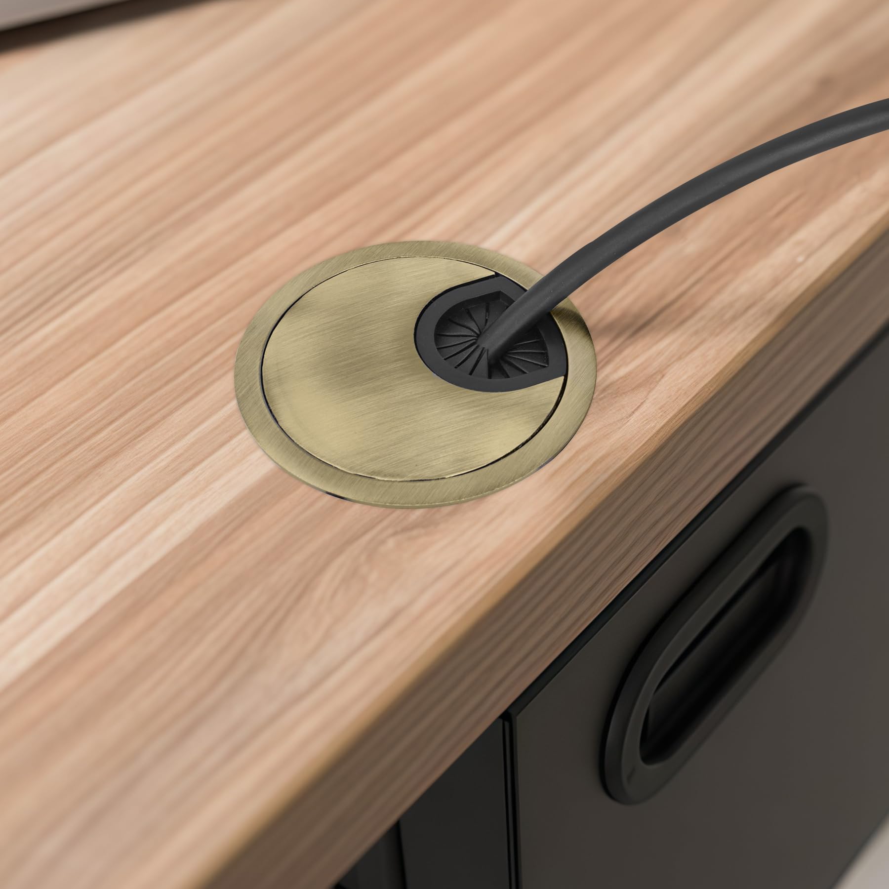 2Pcs 60mm Desk Cable Grommets, Desk Plug Hole Cover, Computer Desk Metal Cable Hole - Image 4