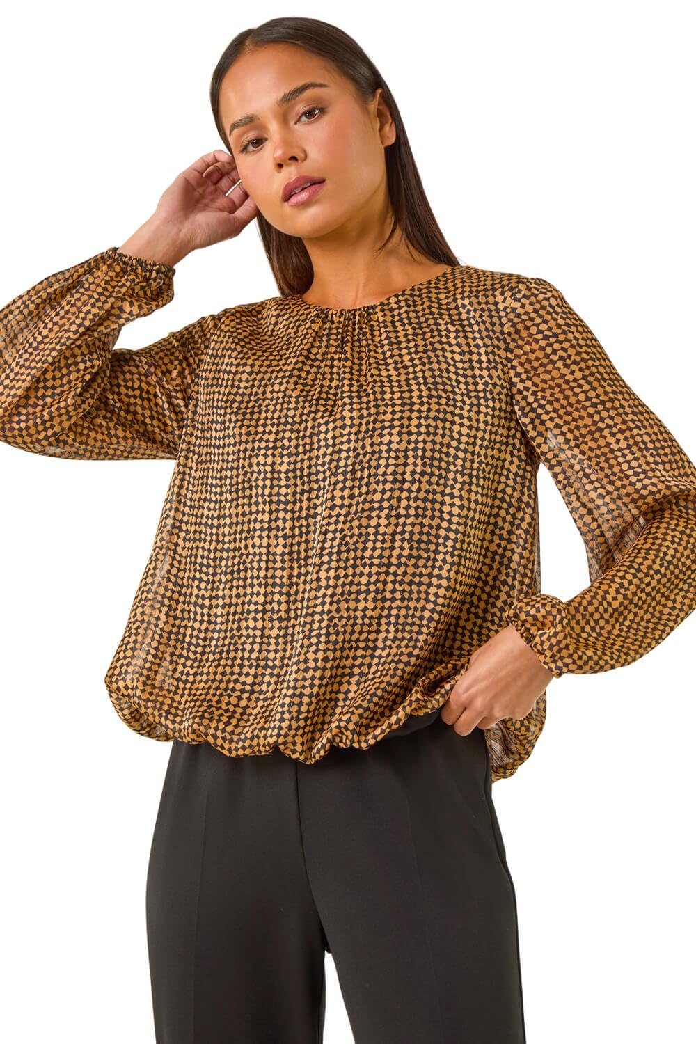 Roman Women's Multicolor Petite Spot Bubble Hem Top | : Size 14