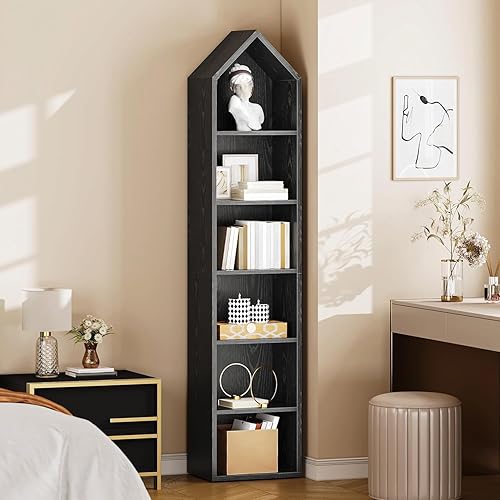 Miniatura 6 de YITAHOME Estantería estrecha de 73 pulgadas de alto, moderna estantería abierta de 5 niveles, soporte de madera para espacios pequeños, estante de