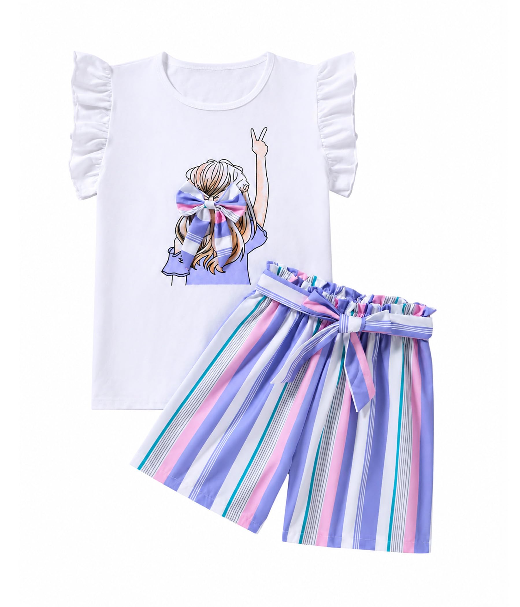 Girls Summer Outfits Cute Sleeveless Top High Waisted Short Sets with Pockets Teen Girl Clothes Size 6-14 T
