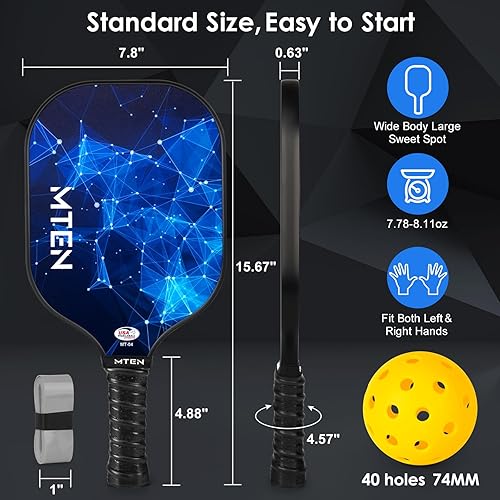 Miniatura 5 de Pickleball Paddles, USAPA Approved Fiberglass Surface Pickleball Set with Pickleball Rackets, Pickleball Paddles Set for Men Women