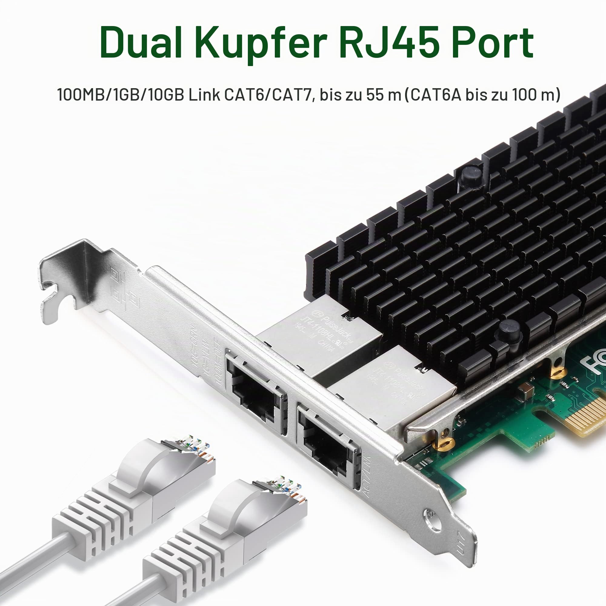 10Gb PCIe Netzwerkkarte für Intel X540-T2, 10G LAN Karte mit Intel X540 Controller, Dual RJ45 Ports NIC PCI Express x8 Ethernet Adapter für Windows/Windows Server/Linux/Freebsd/VMware ESXi