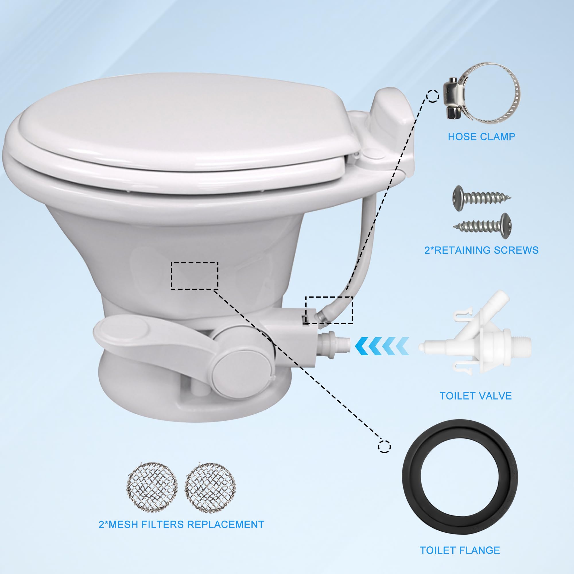 Dometic 385310025 Band And Clamp Repair Kit For 140 Series VacuFlush Toilet - White