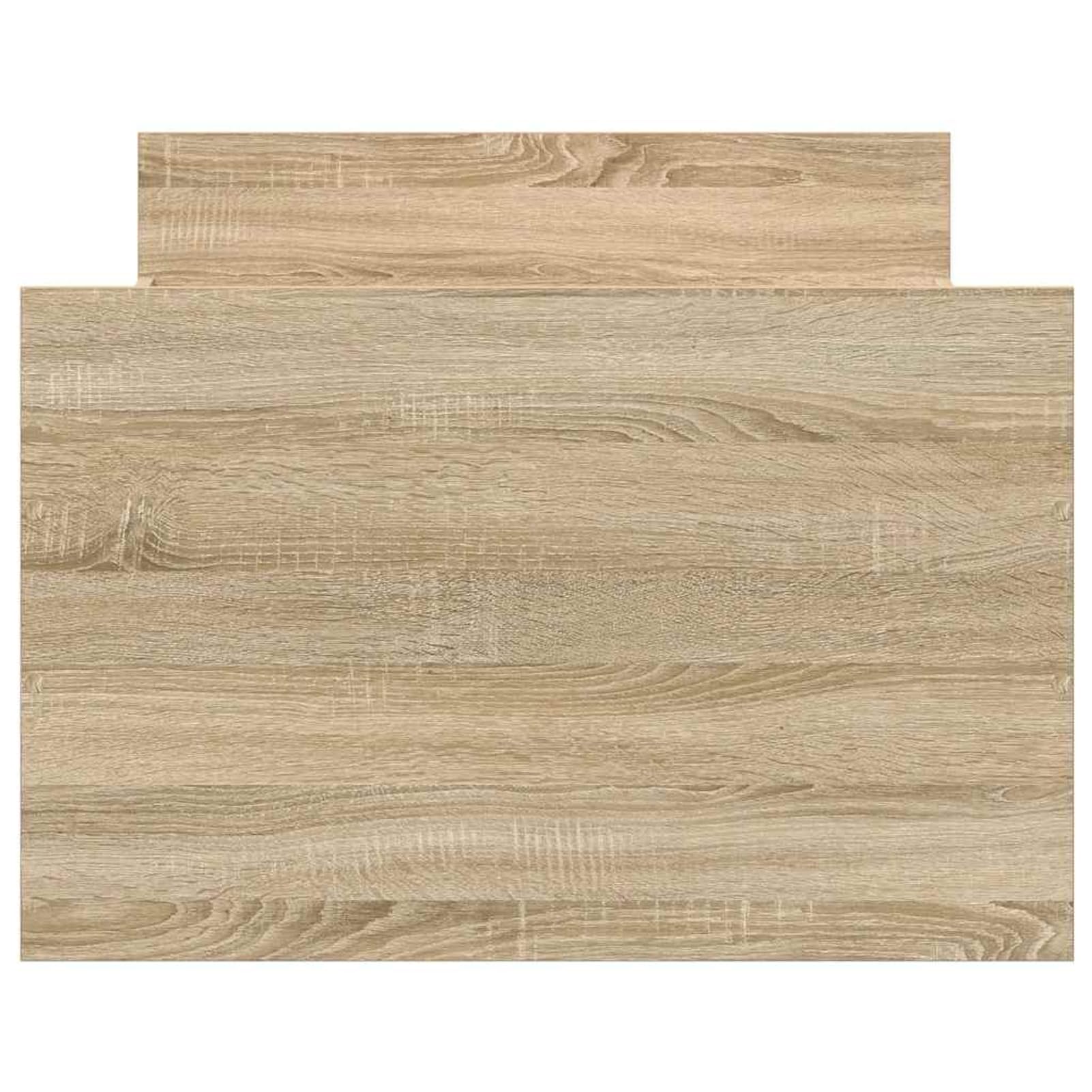 Lit avec baldaquin et tiroirs intégrés 75 x 190 cm, structure en panneau de fibre de haute densité et bois de pin massif, couleur chêne Sonoma, 4 tiroirs + lattes en contreplaqué, montage requis