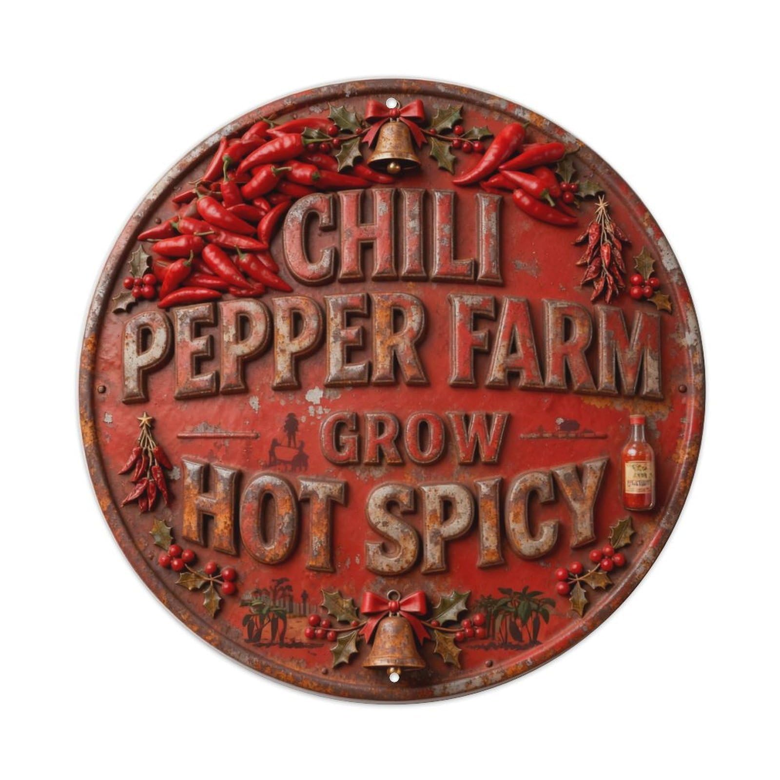 CHILI PEPPER FARM GROW HOT SPICY Metal Tin Sign Plaque