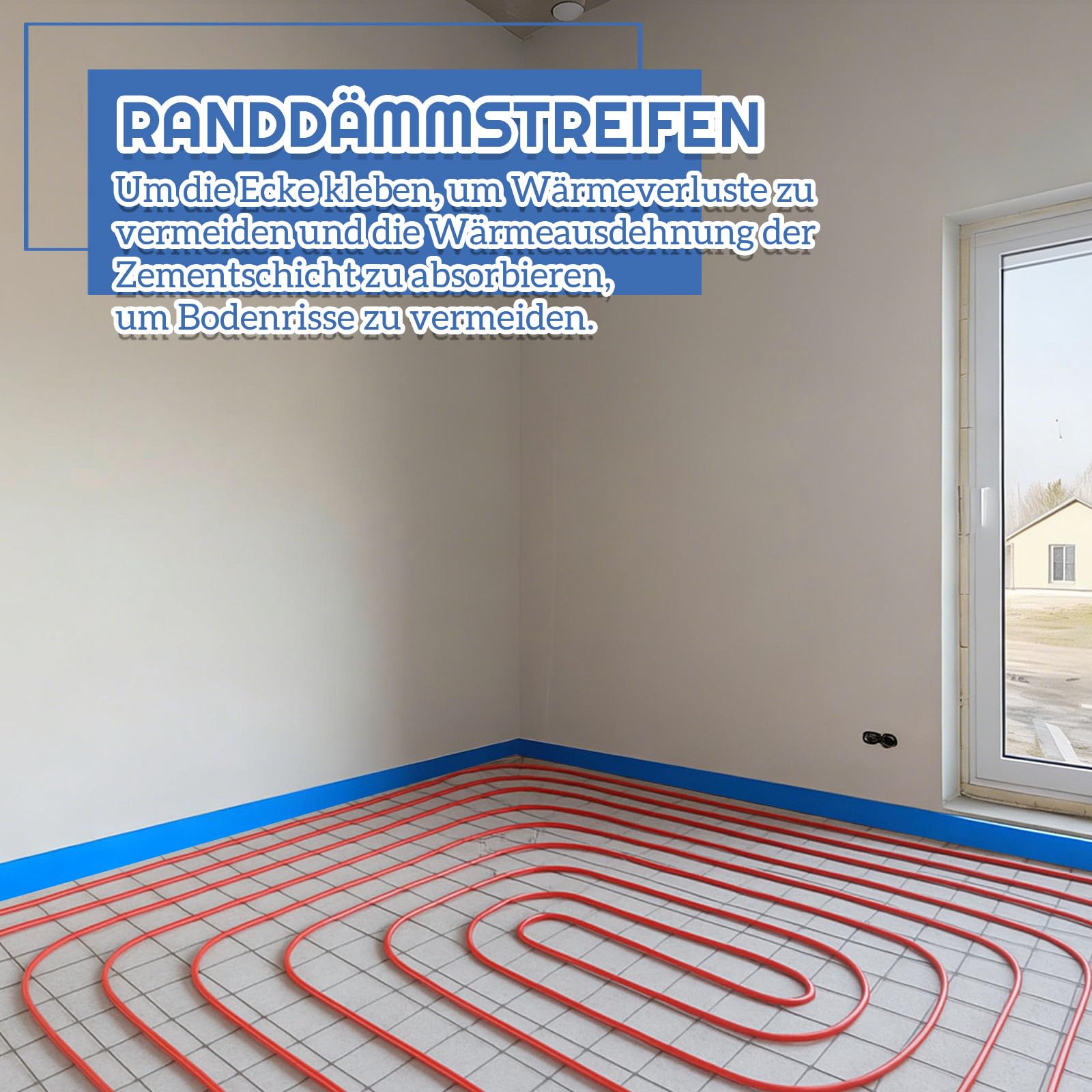 Bande de Joint de Dilatation Adhésive pour Chape 3 cm x 50 m Bleu