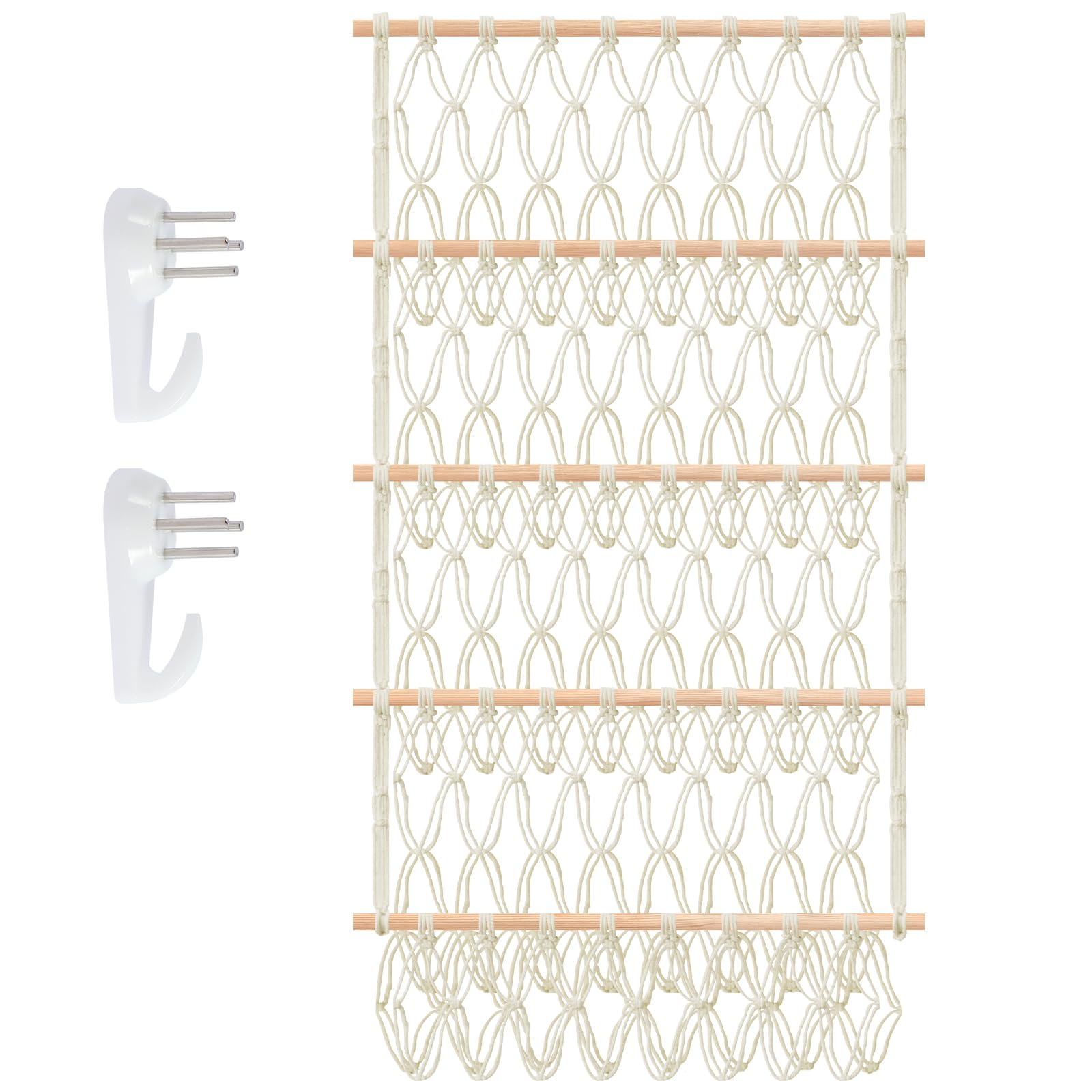 Stuffed Animal Storage Hammock or Net, 4 Layers Large Boho Toy Hammock Net, Wall Mounted Corner Hanging Stuffed Animal Holder Toy Plush Storage Plush Doll Holder (White)