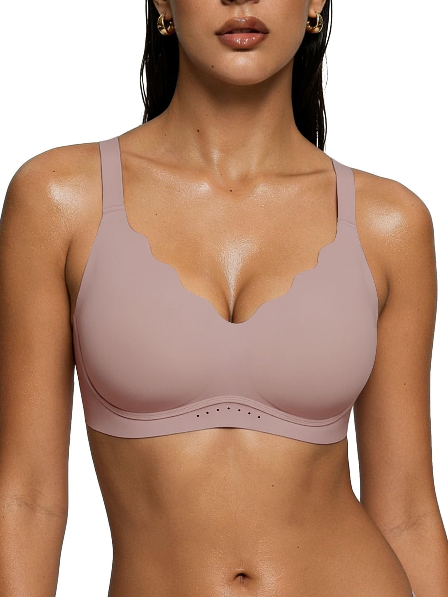 As Fairy Wireless Bras for Women Jelly Push Up Scalloped T-Shirt Bra