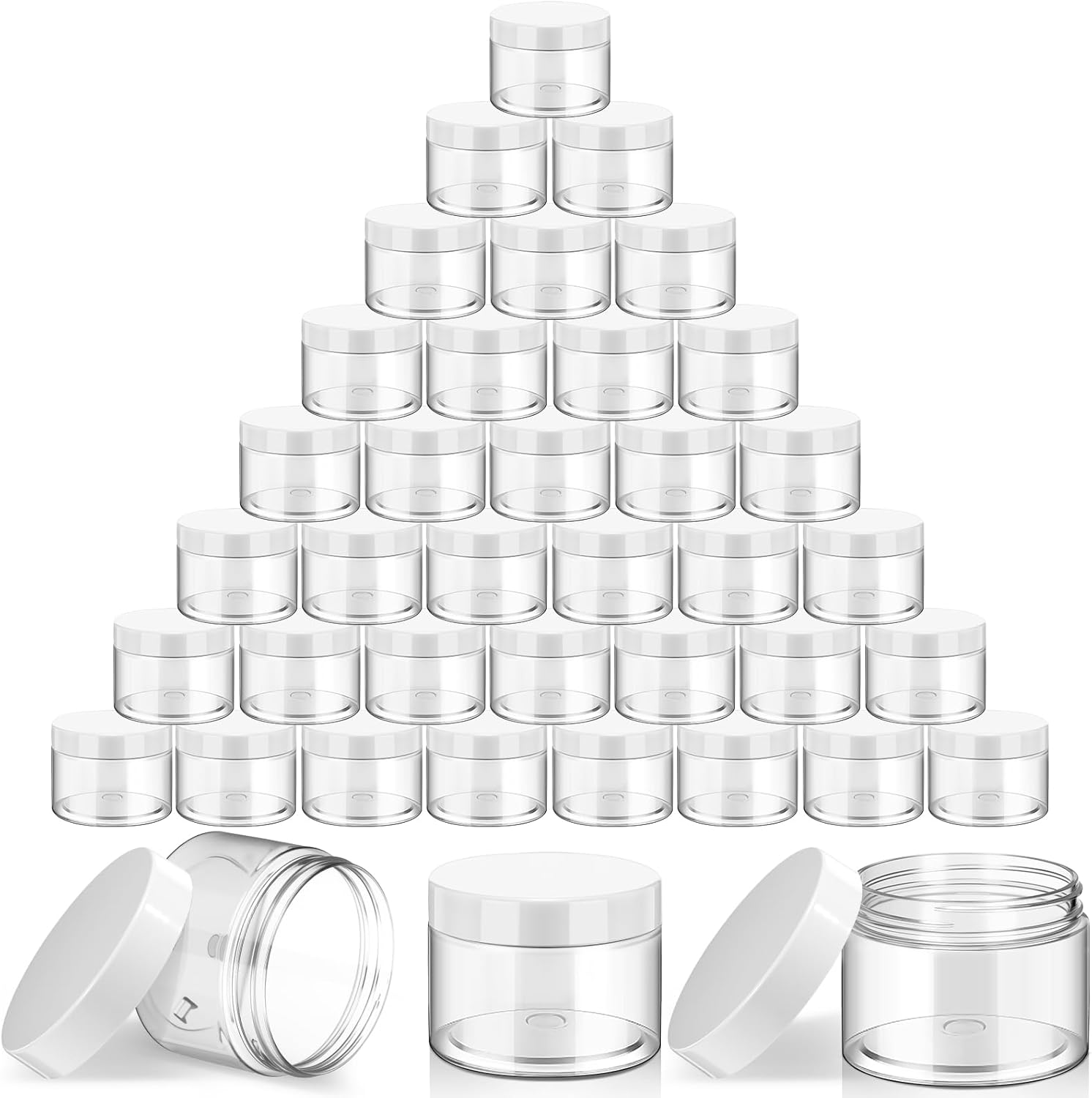 SATINIOR 36 Pieces 8 oz Plastic Jars with Lids Wide Mouth Airtight Reusable Container Acrylic Cosmetic Small Jars for Lotions Ointments Travel Toiletries Creams Make up Storage(Gold)