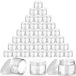 SATINIOR 36 Pieces 2 oz Plastic Jars with Lids Wide Mouth Airtight Reusable Container Acrylic Cosmetic Small Jars for Lotions Ointments Travel Toiletries Creams Make up Storage(White)