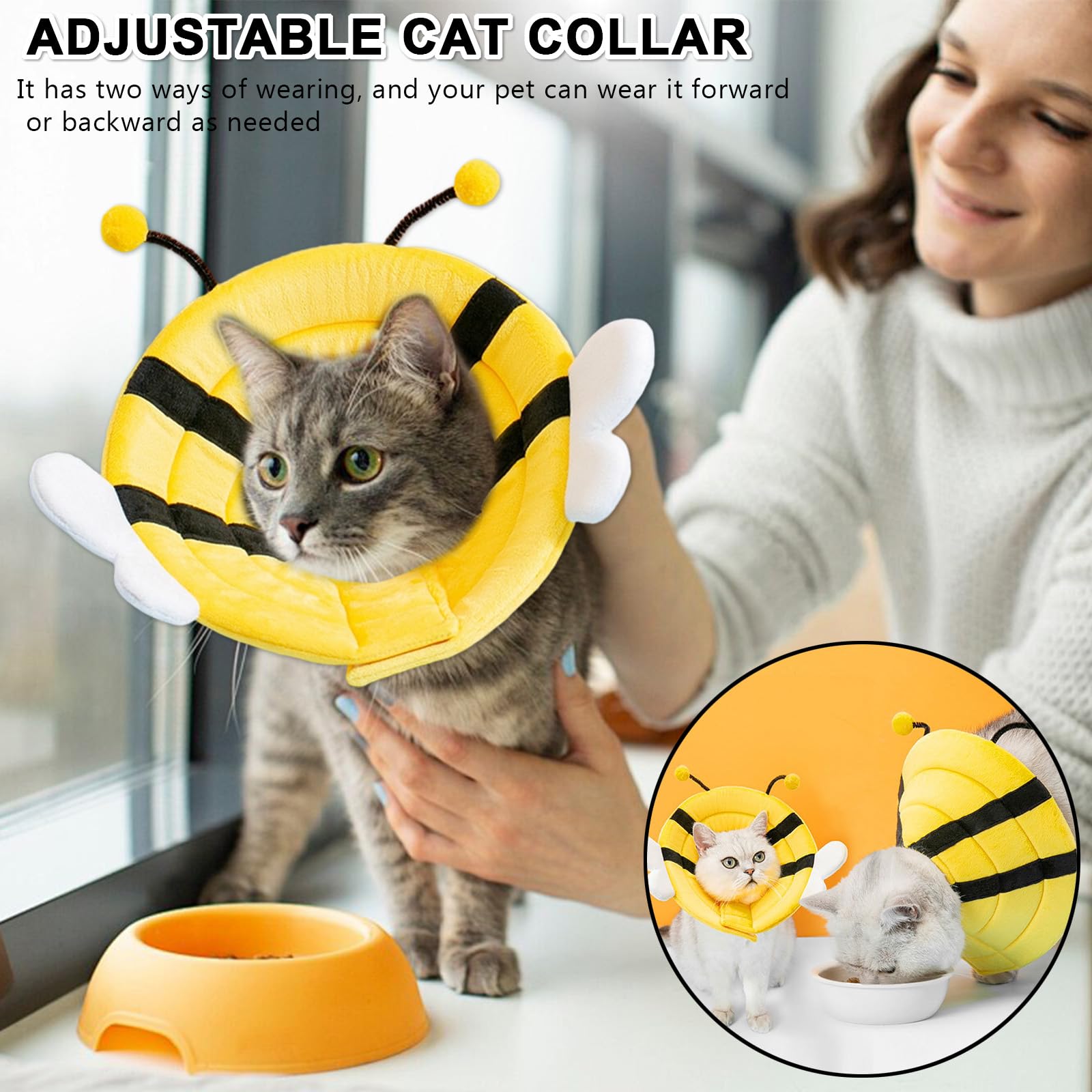 Collier médical Souple pour Chat et Petit Chien – 1 collerette Abeille S (20–23 cm) – Protection Post-opératoire, Ajustable, Confortable, Lavable, prévention des léchages et morsures
