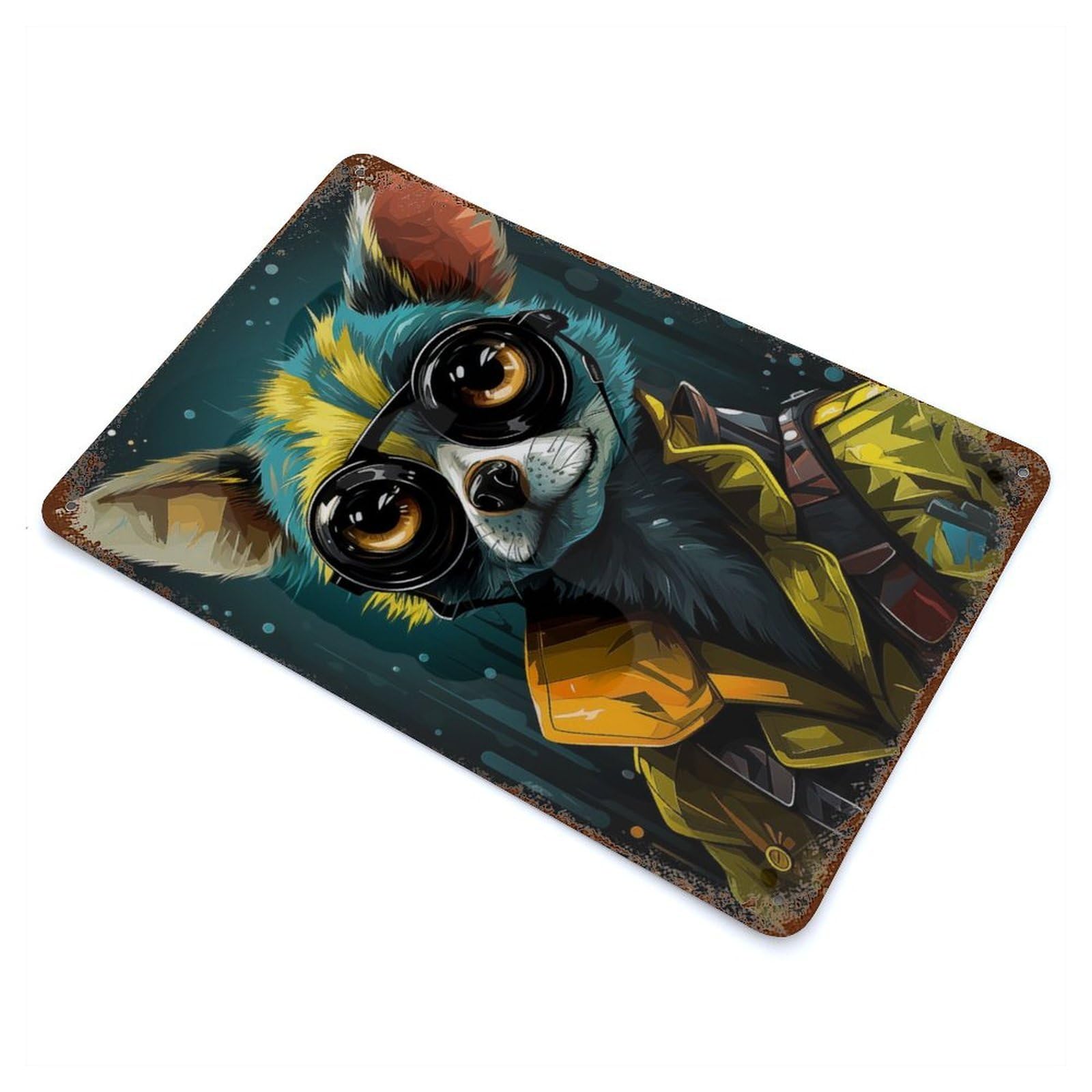 Rust Effect Steampunk Lemur Elegance Rusty Metal Tin Sign 11.8"x7.9", Old School Wall Decor for Pub, Kitchen And Man Cave Decor