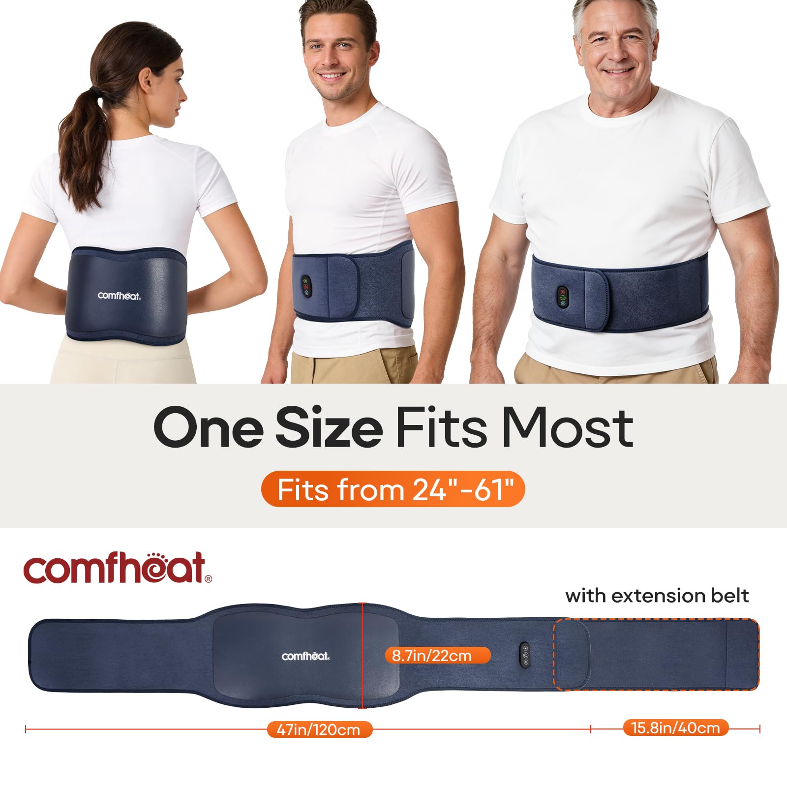 Massaggiatore per la schiena senza fili con calore per alleviare il dolore ai tessuti profondi, cuscinetto riscaldante portatile per dolore lombare e sciatica, 4 motori indossabili a batteria