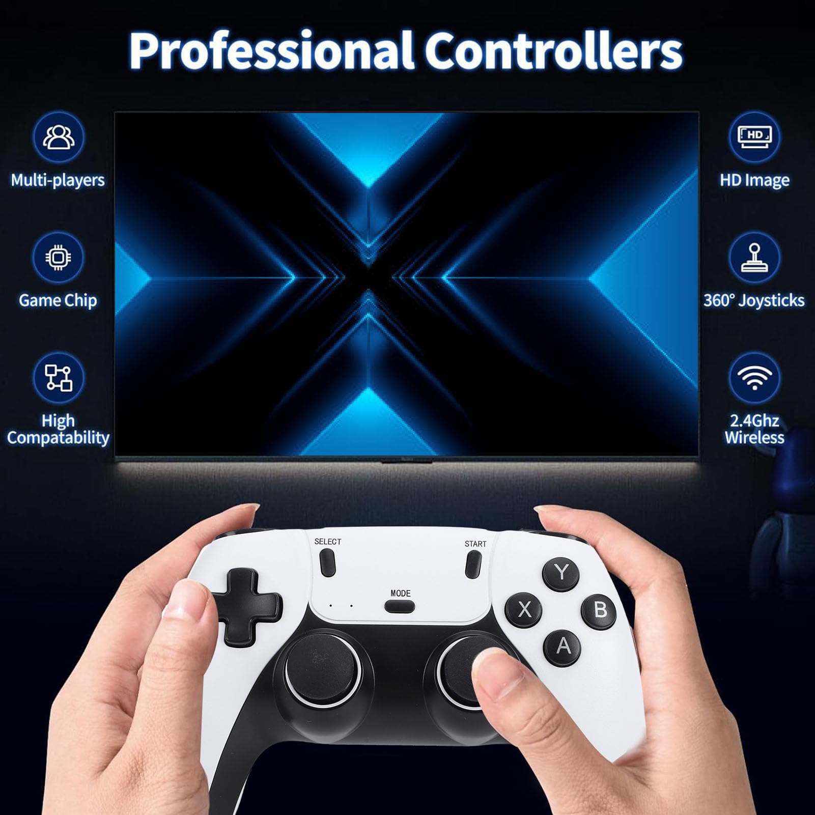 Zunate Game Stick w Stylu Retro z Dwoma Kontrolerami Bezprzewodowymi Ogromna Biblioteka Gier Obsługuje przenośną konsolę do Gier z Wyjściem 4K do Domowej Rozrywki (128G)