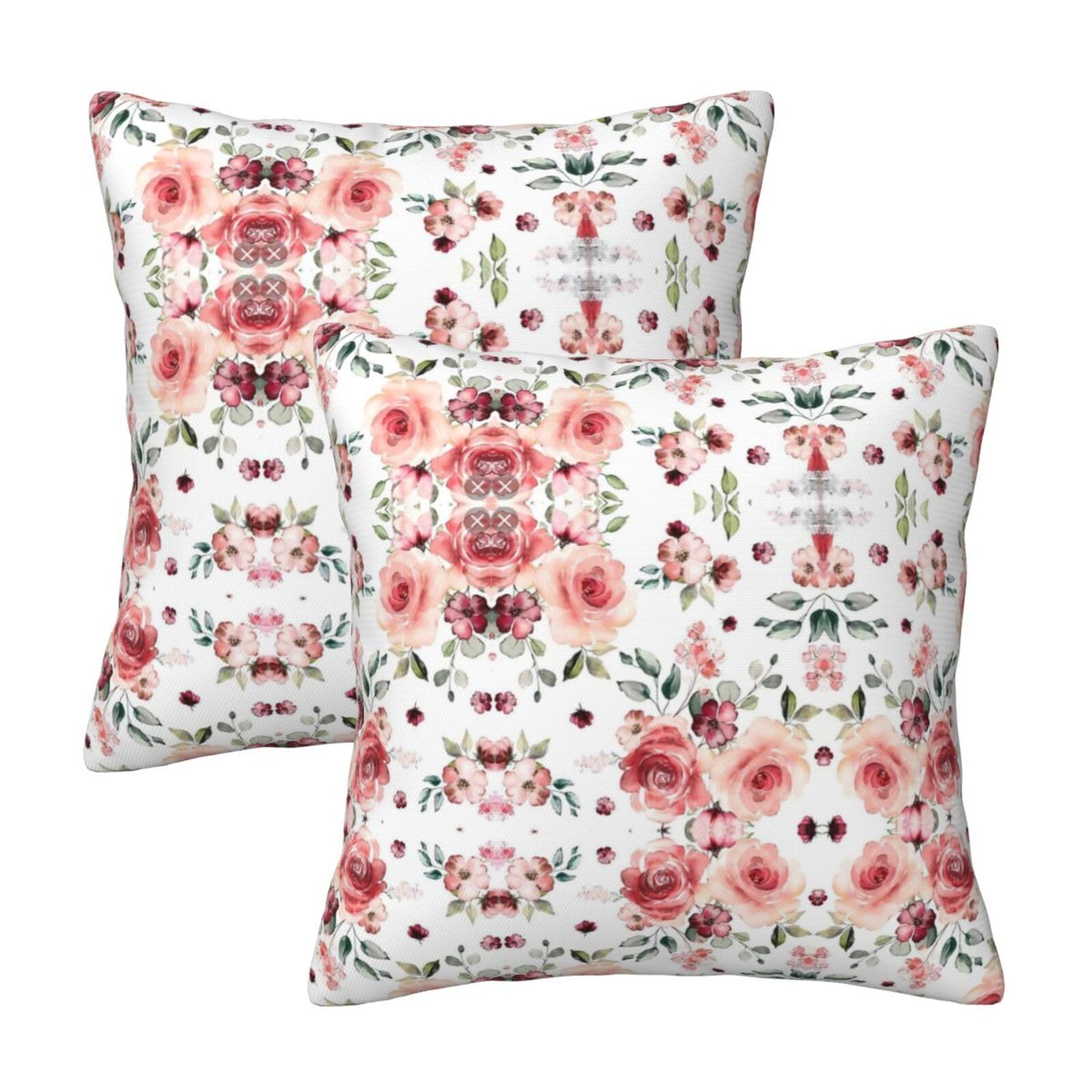 Kfjghhl Blossoming Rose Flowers Throw Pillow Covers Decorative Farmhouse Couch Pillow Case 4 Sizes Square Cushion Pillcase