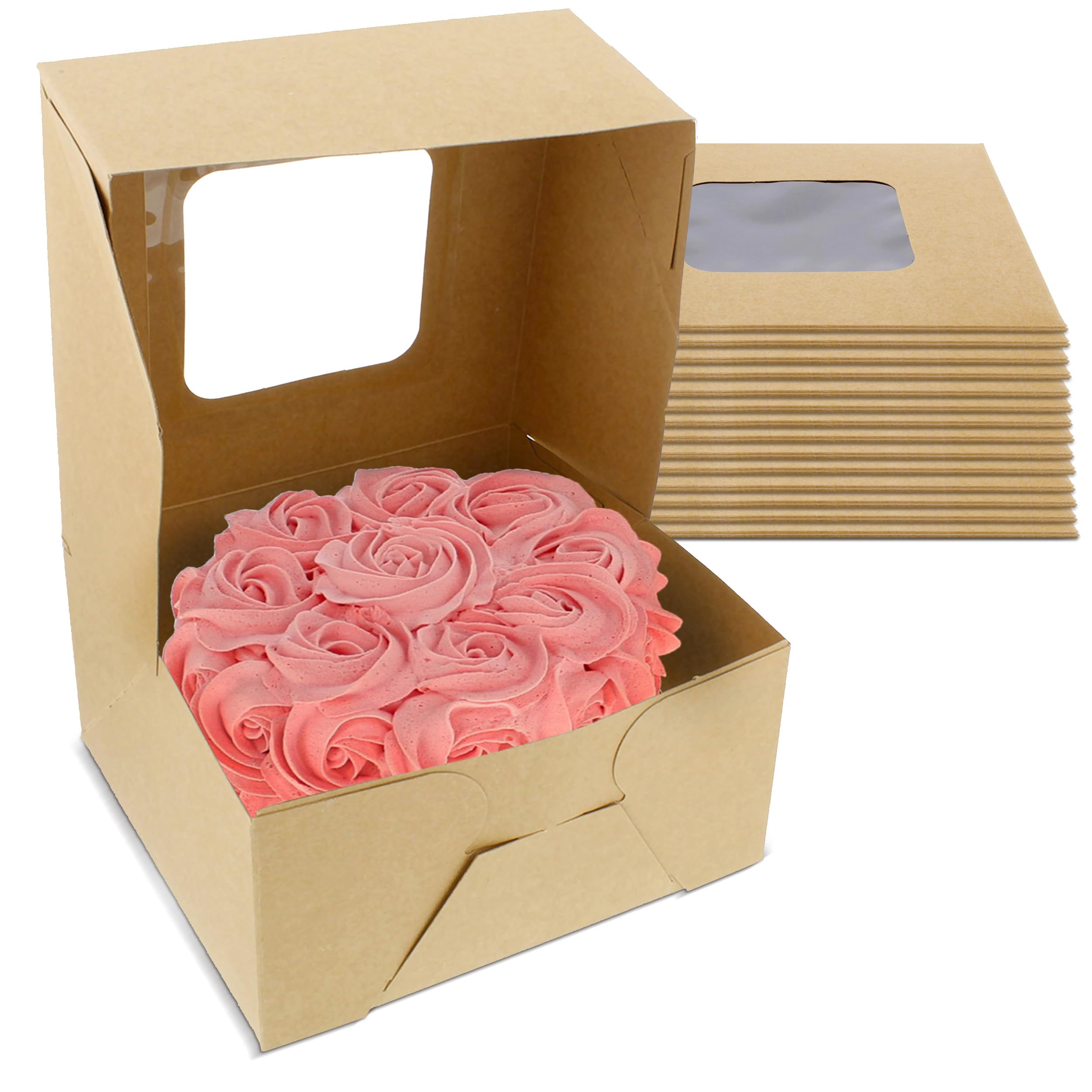 Amazon.com: Spec101 Easy Popup Brown Bakery Boxes with Window 3