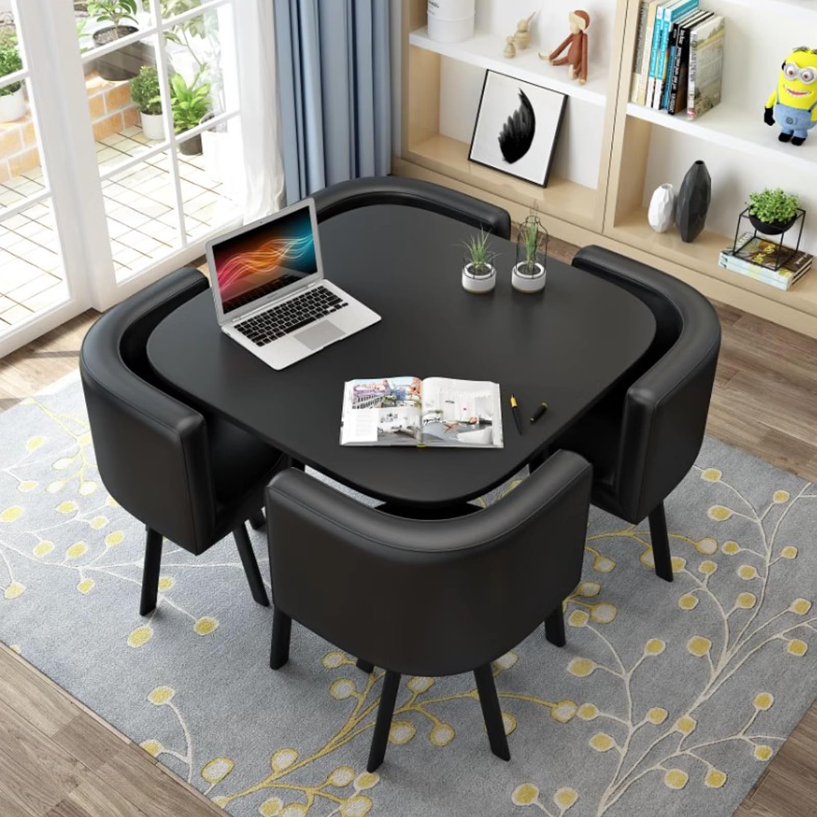 Set tavolo e sedie moderno Generic 4 persone tavolo rotondo 90 x 90 x 75 cm per caffè, ufficio e soggiorno