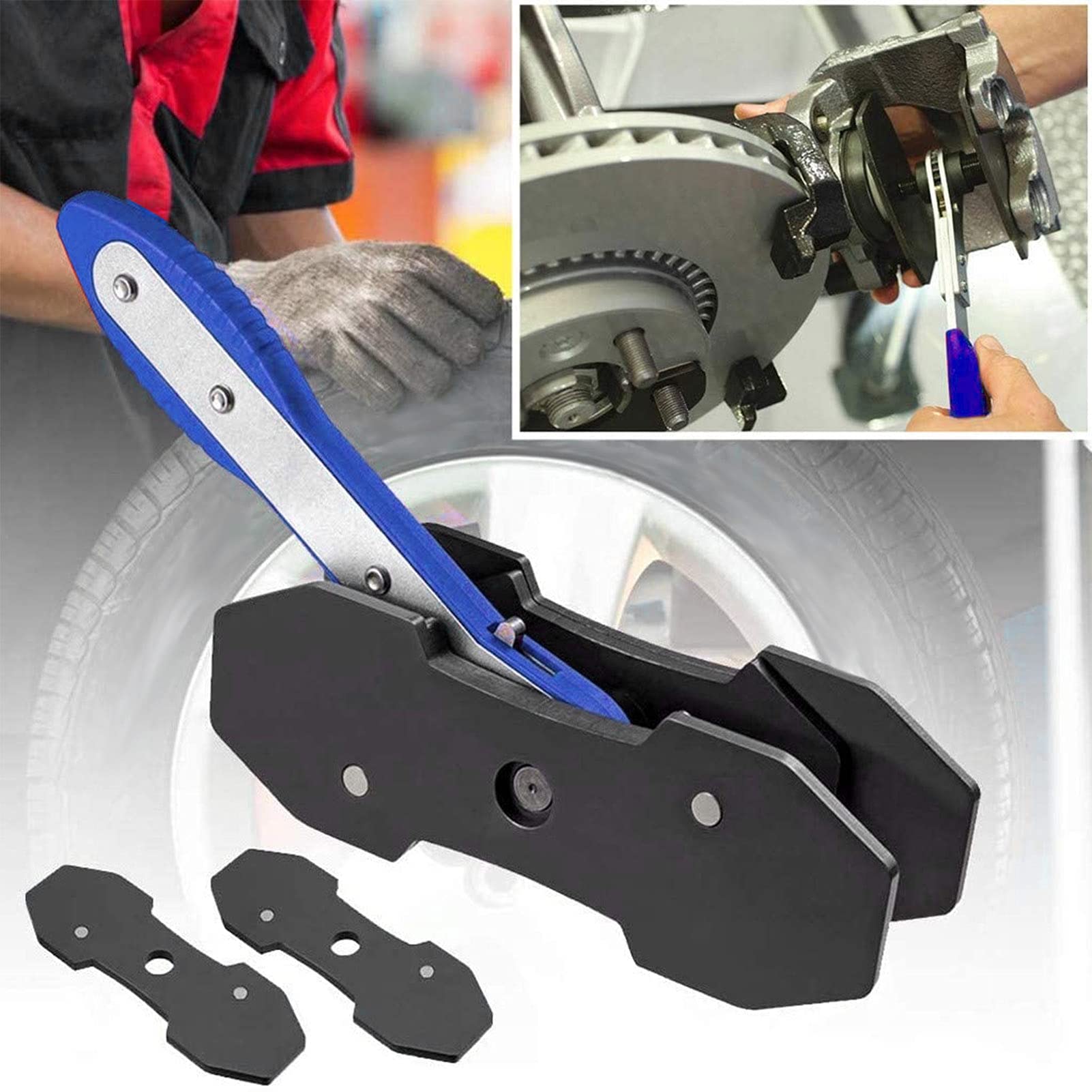 Outil Portatif 4 en 1 pour la Réparation des Freins de Voiture - Presse d'Étrier, Étendeur de Piston 360°, Clé à Cliquet - Idéal pour le Remplacement de Freins (Bleu)