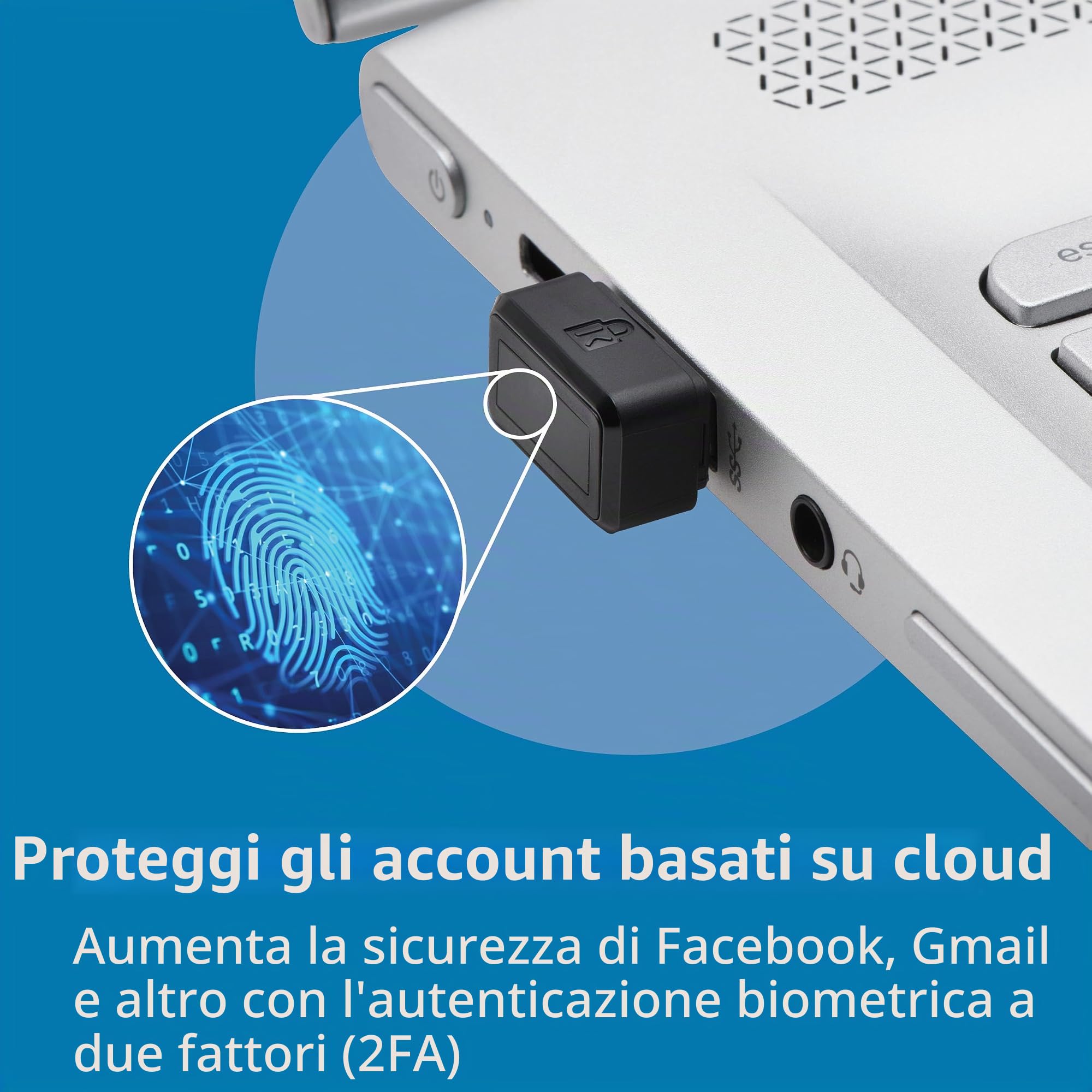 Kensington Chiavetta con Lettore di Impronte Digitali Kensington VeriMark, Nero, K67977WW