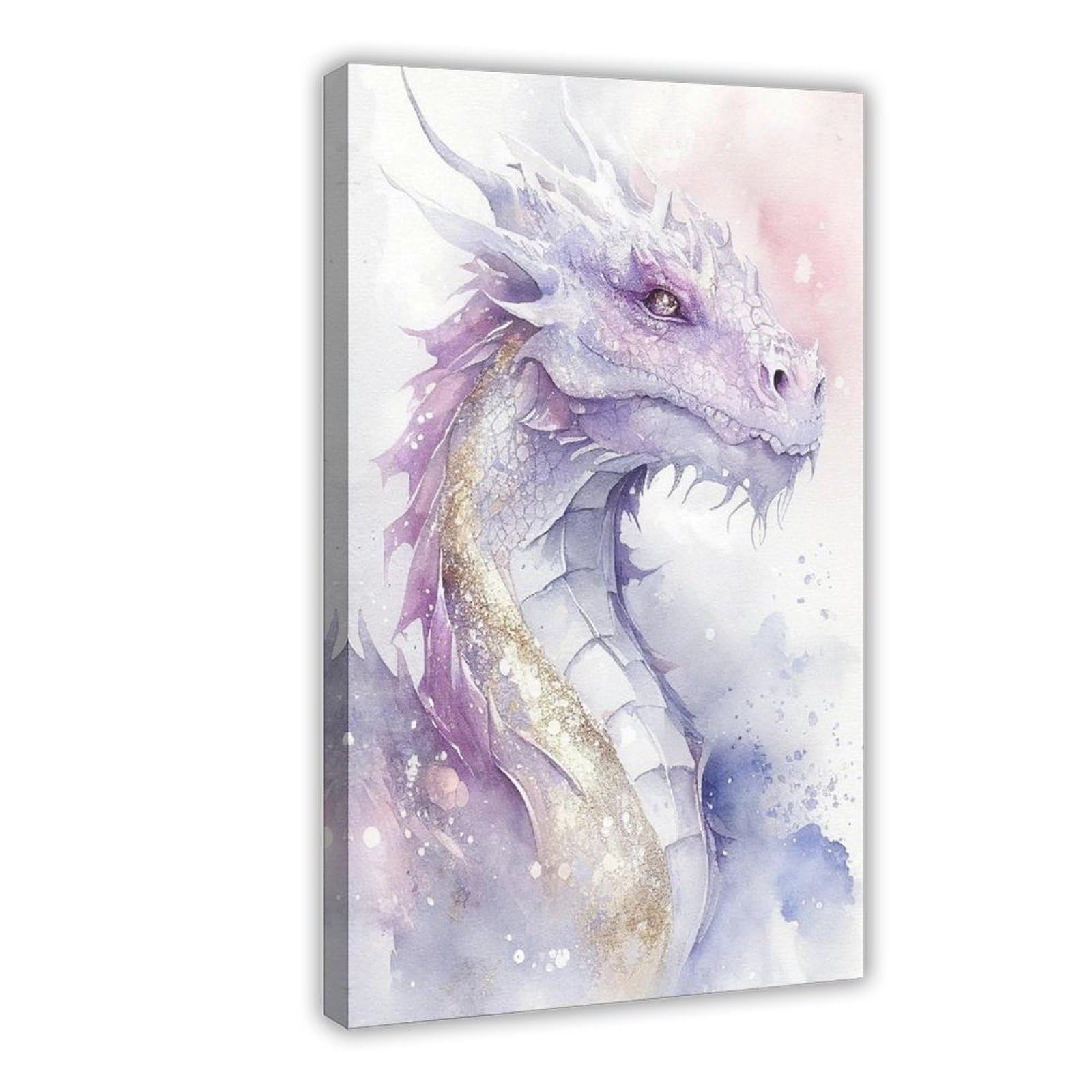 Bareronor Watercolor Dragon Art Poster Canvas Poster Bedroom Decor Landscape Office Room Decor Gift 20" L X 30" W